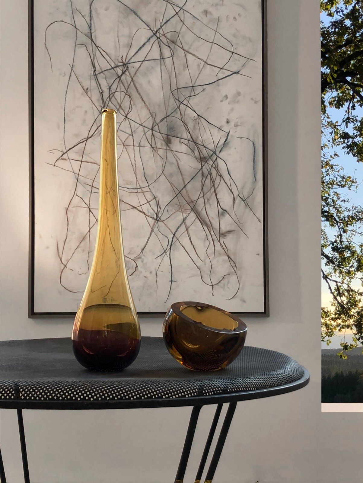 1960 Alex Dieulefit Vase Soliflor Glass Free Form Modernist Morin Ruelland photo 1347.0