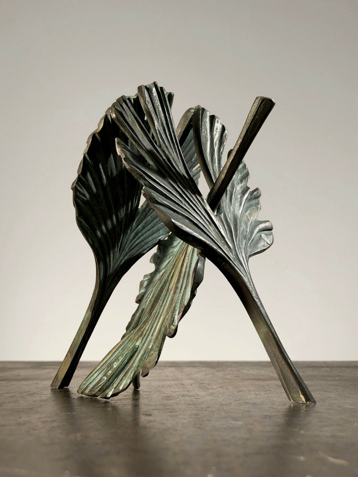 1970 Jobin Sculpture Ginko Biloba Bronze Brutalist Postmodernist Shabby Chic photo furniture
