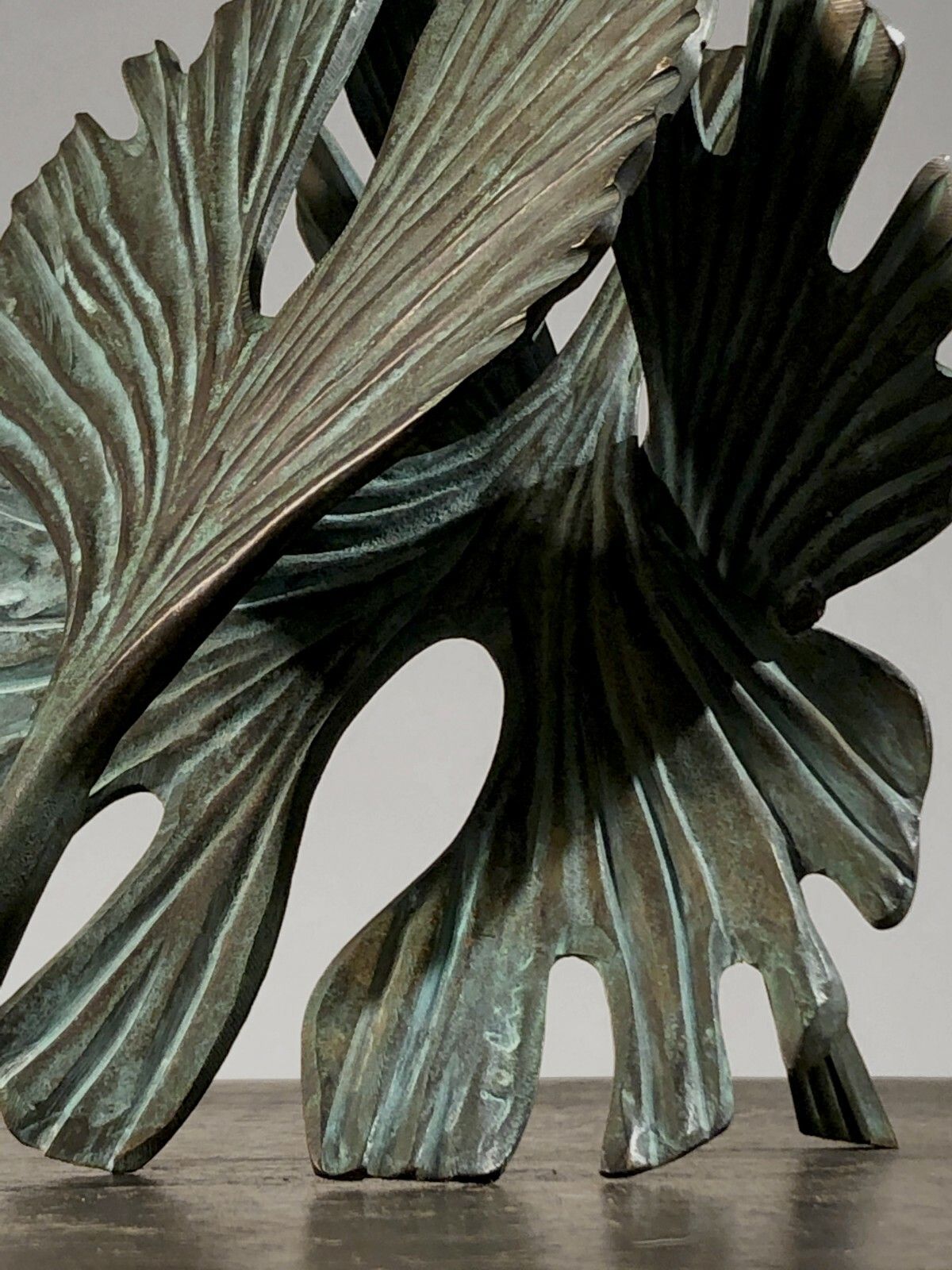 1970 Jobin Sculpture Ginko Biloba Bronze Brutalist Postmodernist Shabby Chic photo buy