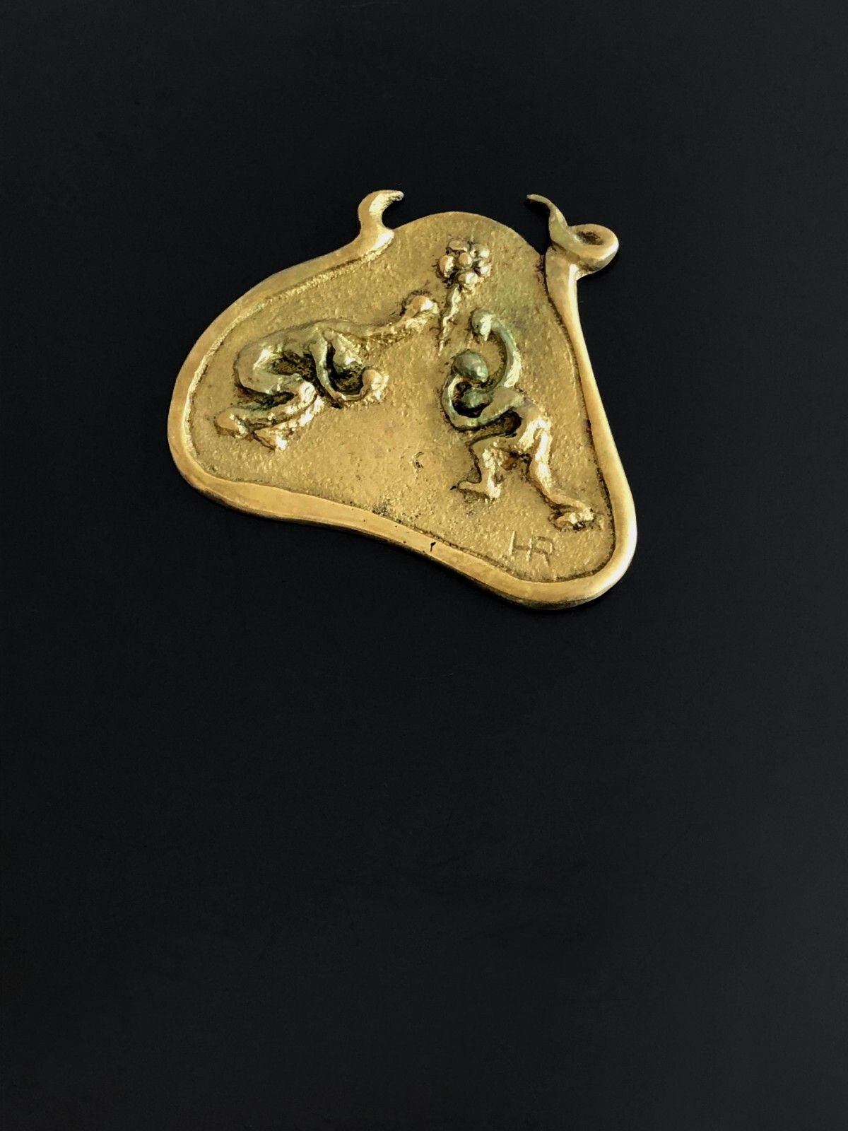 1980 90 Hr 2/4 Locket Sculpture Shabby Chic Bronze Brutalist Free Figure photo for sale