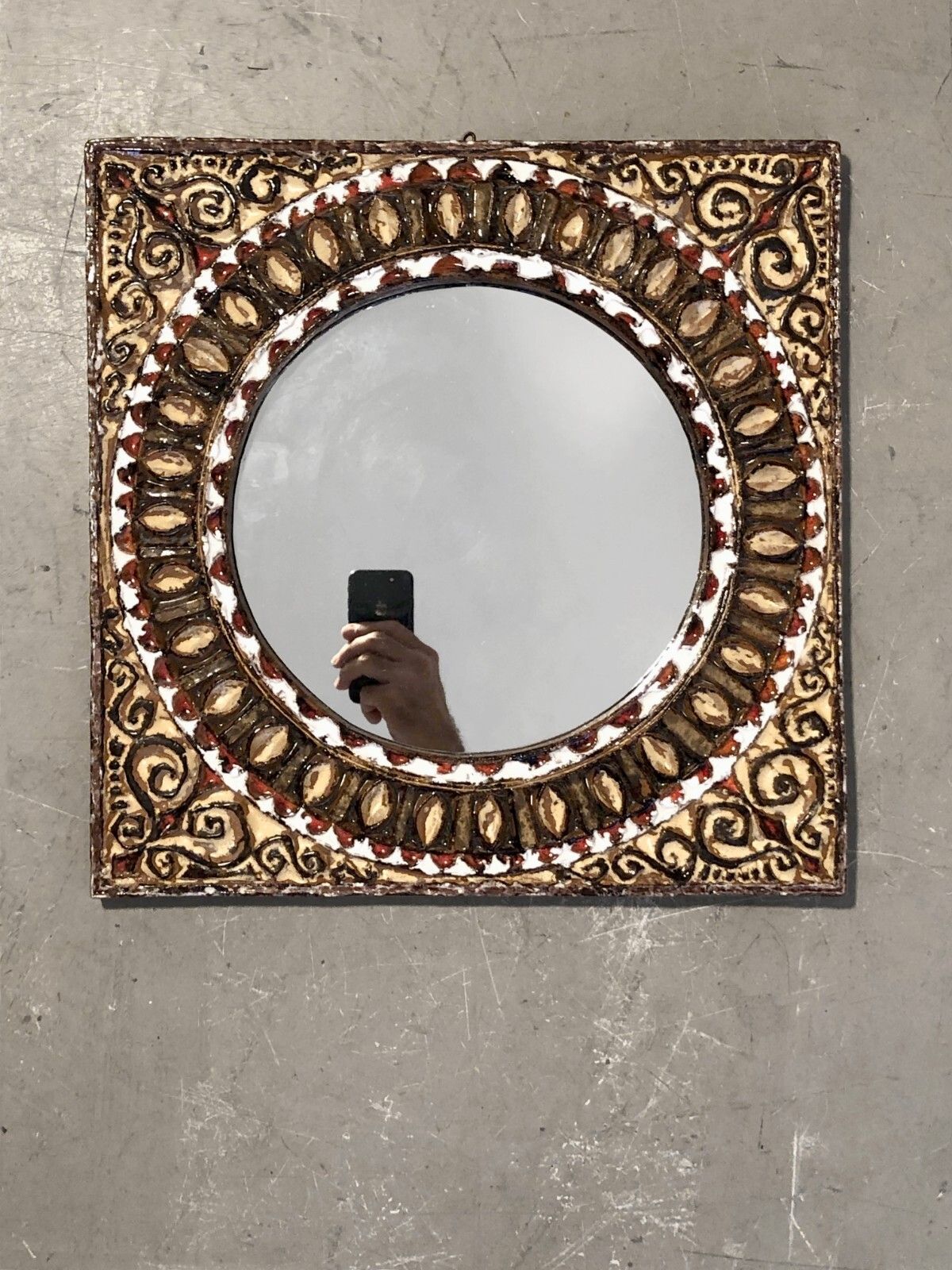 1970 Roland Zobel & Les Cyclades Mirror Modernist Brutalist Capron Vallauris photo furniture