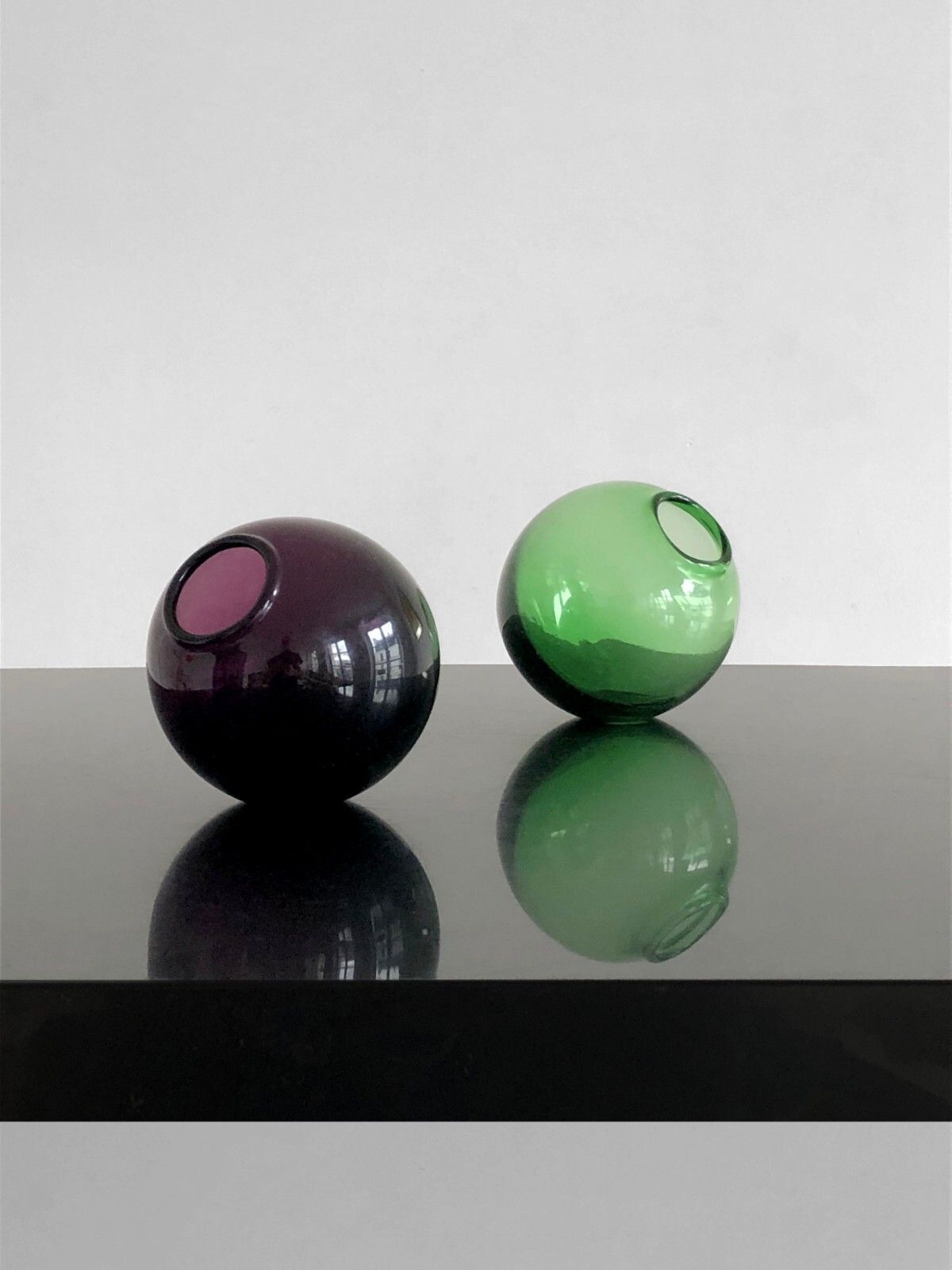 1960 Biot 2 Ball Modernist Glass Free Form Shabby Chic Morin Murano photo vintage