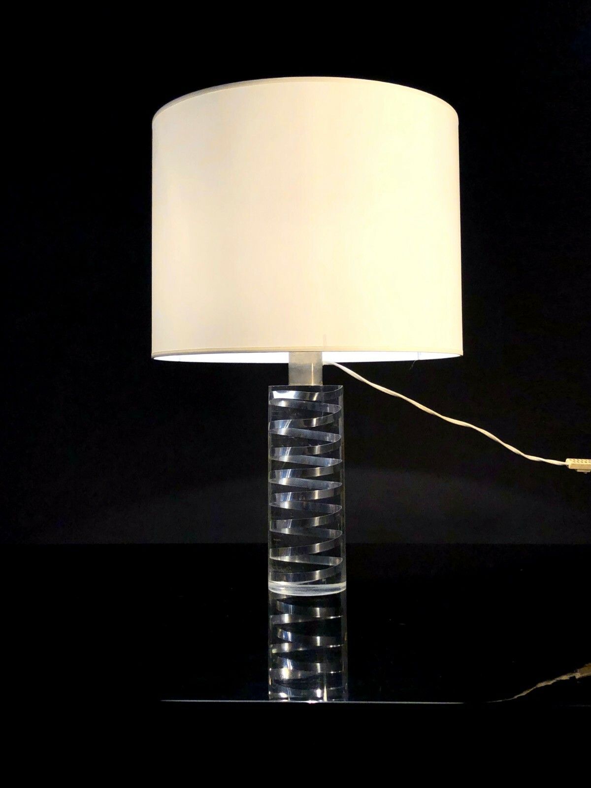 1970 Giraudon Inclusion Lamp Shabby Chic Sculpture Lucite Plexiglas Kinetic photo Lighting