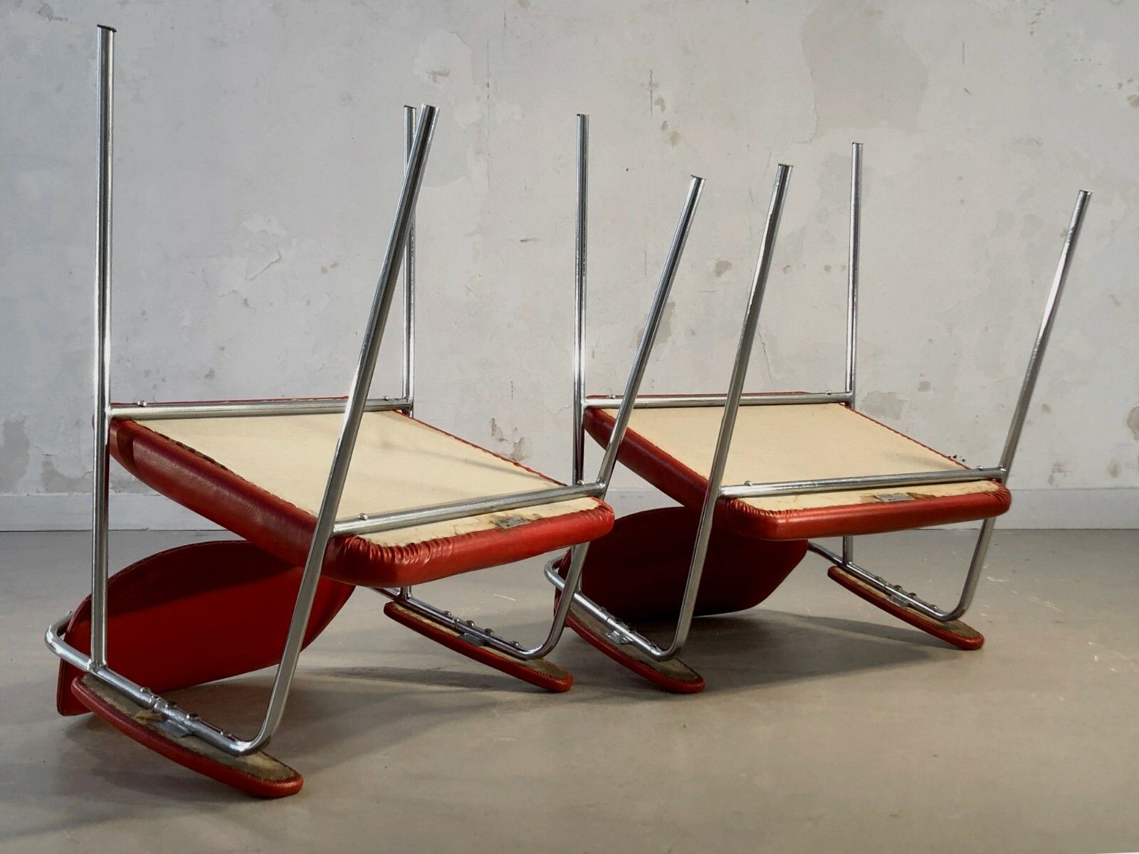 Furniture 1950 Pierre Paulin Steiner 2 Chairs Modernist Reconstruction Form Free photo