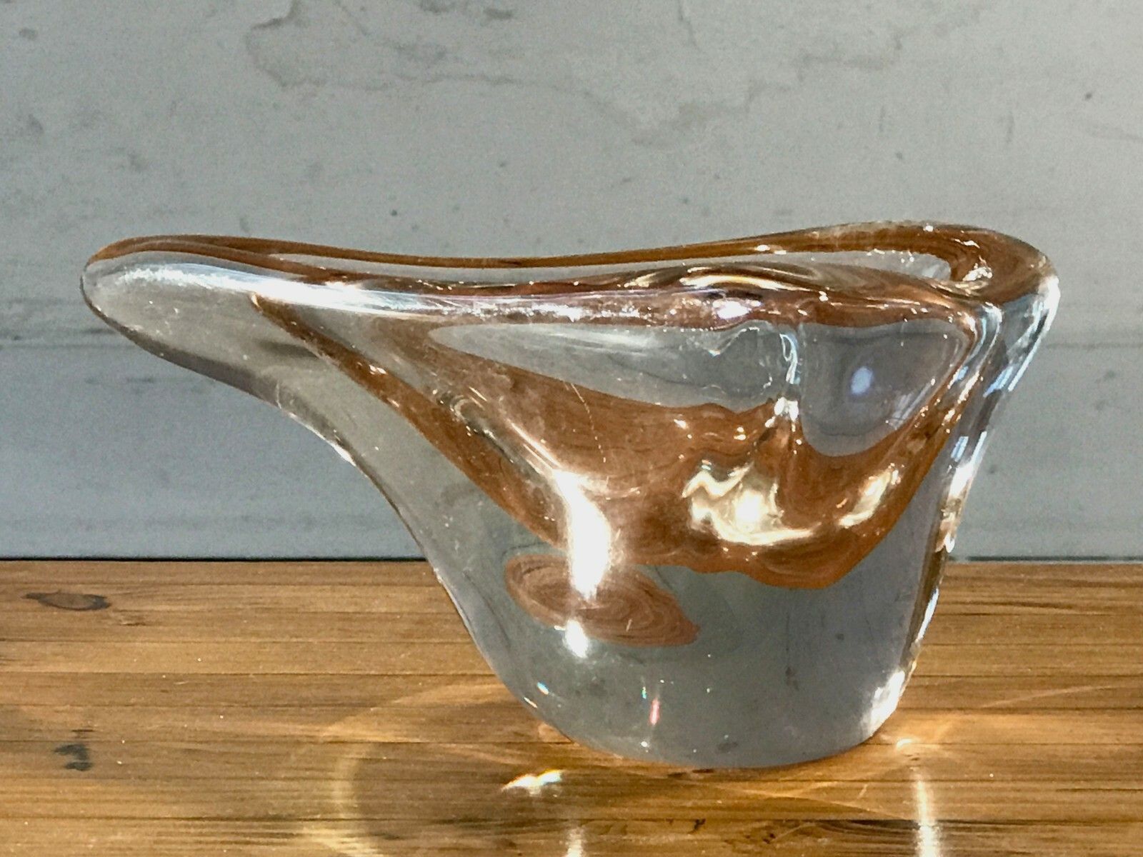 1970 Flavio Poli Murano Ashtray Glass Sculpture Cut Free Modernist photo for sale