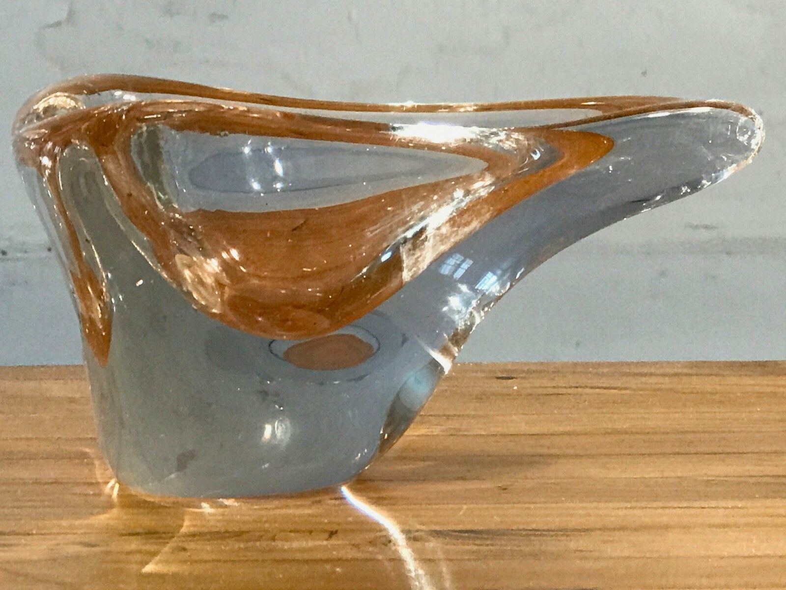 1970 Flavio Poli Murano Ashtray Glass Sculpture Cut Free Modernist photo 337.0