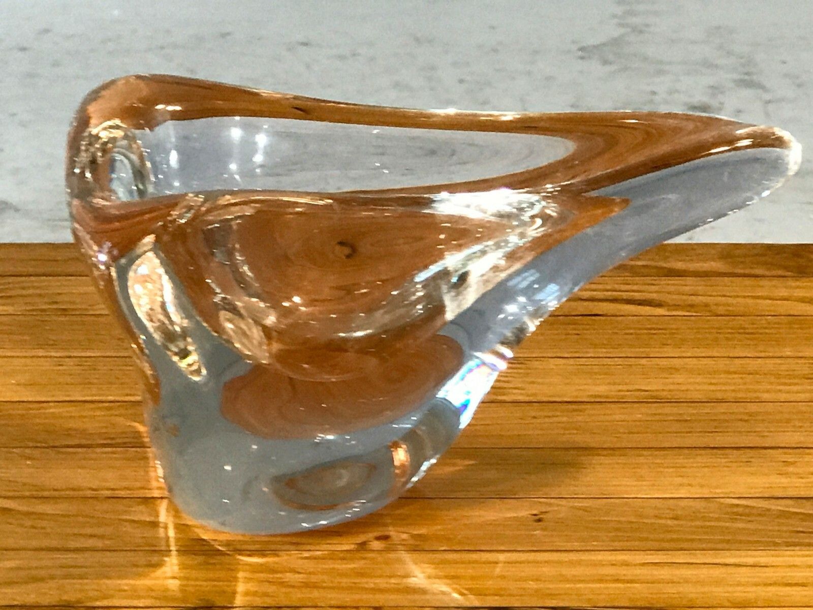 1970 Flavio Poli Murano Ashtray Glass Sculpture Cut Free Modernist photo vinterior