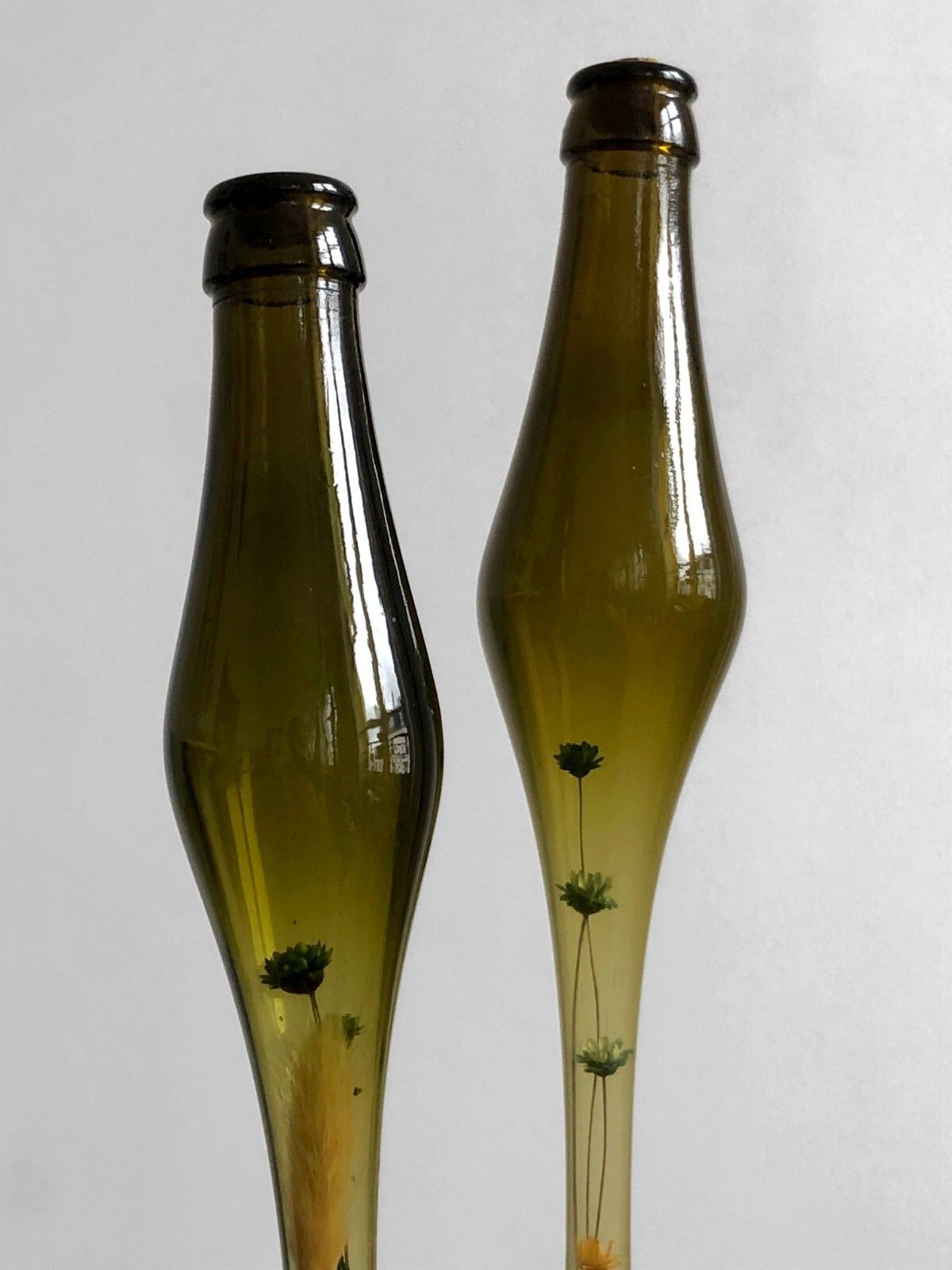 1960 2 Modernist Free Form Glass Bottle Vases Morin Ruelland Biot Murano photo for sale