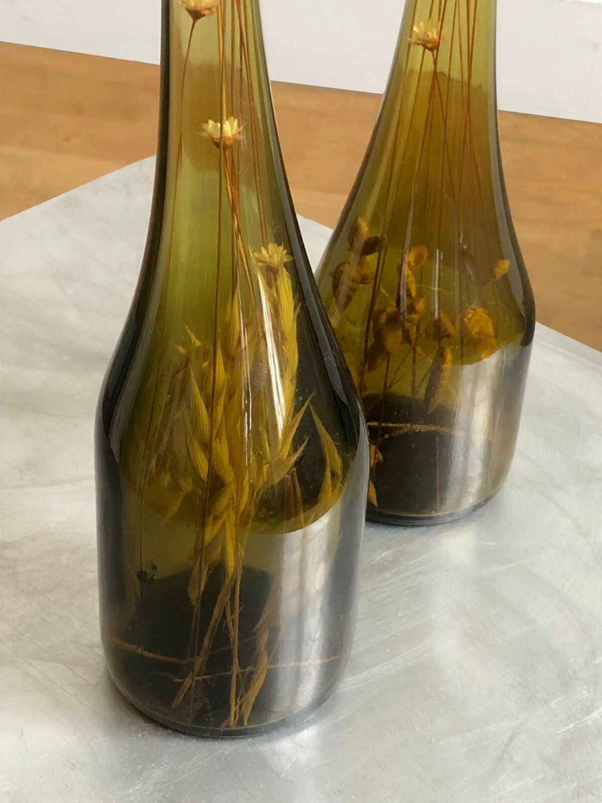 photo for sale 1960 2 Modernist Free Form Glass Bottle Vases Morin Ruelland Biot Murano