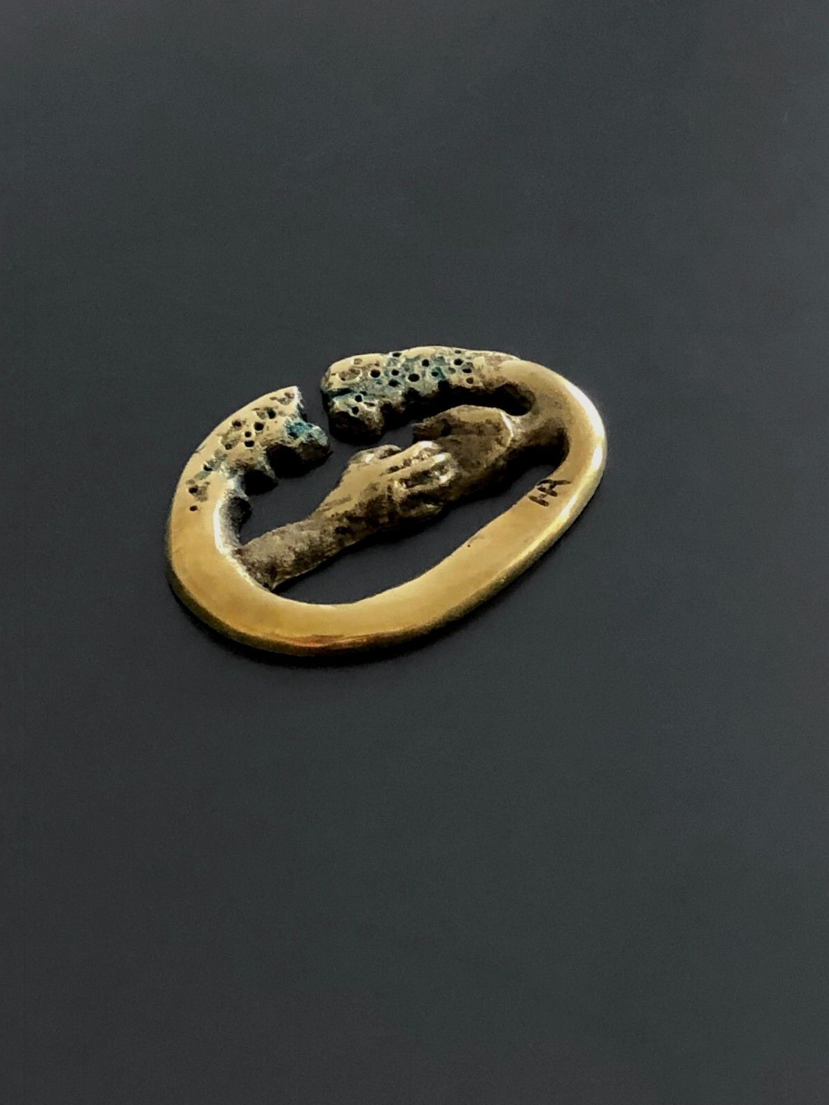 1980 90 Hr 3/4 Locket Sculpture Shabby Chic Bronze Brutalist Free Figure photo vinterior