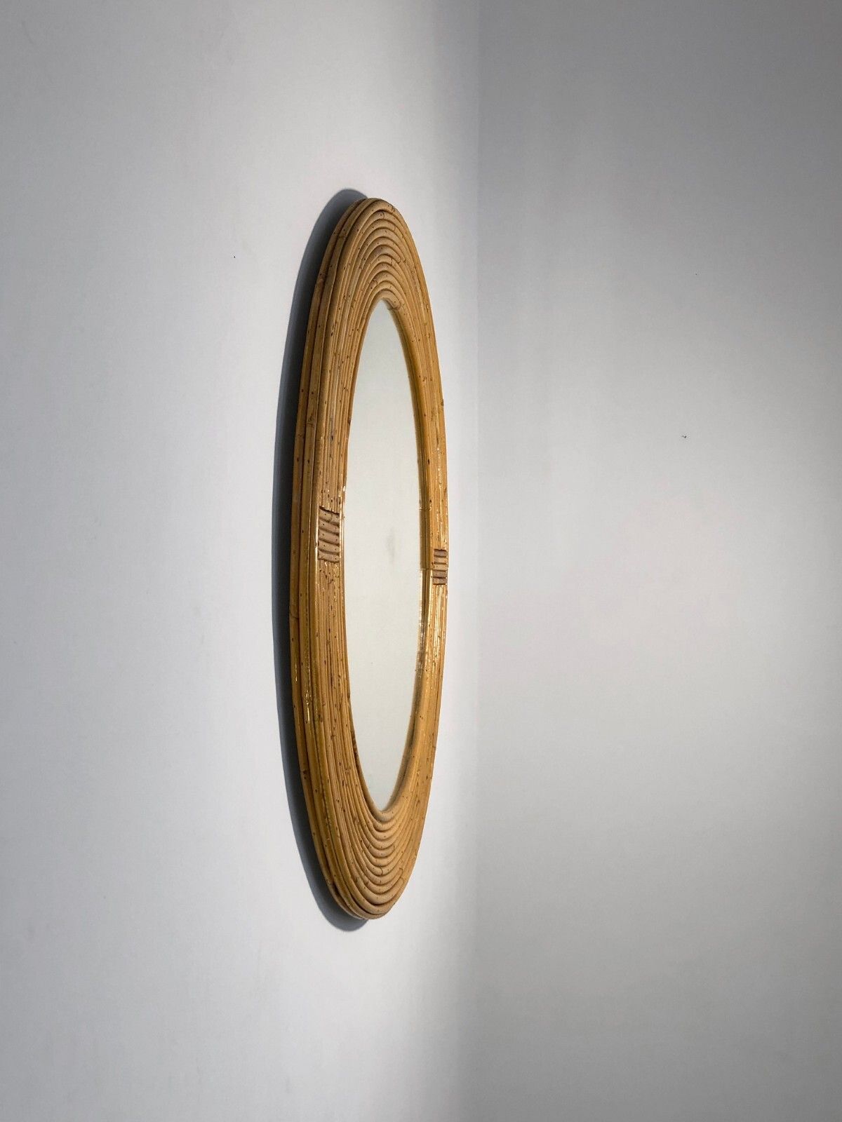 1960 Audoux Minnet Large Oval Mirror Modernist Brutalist Shabby Chic Dream photo for sale