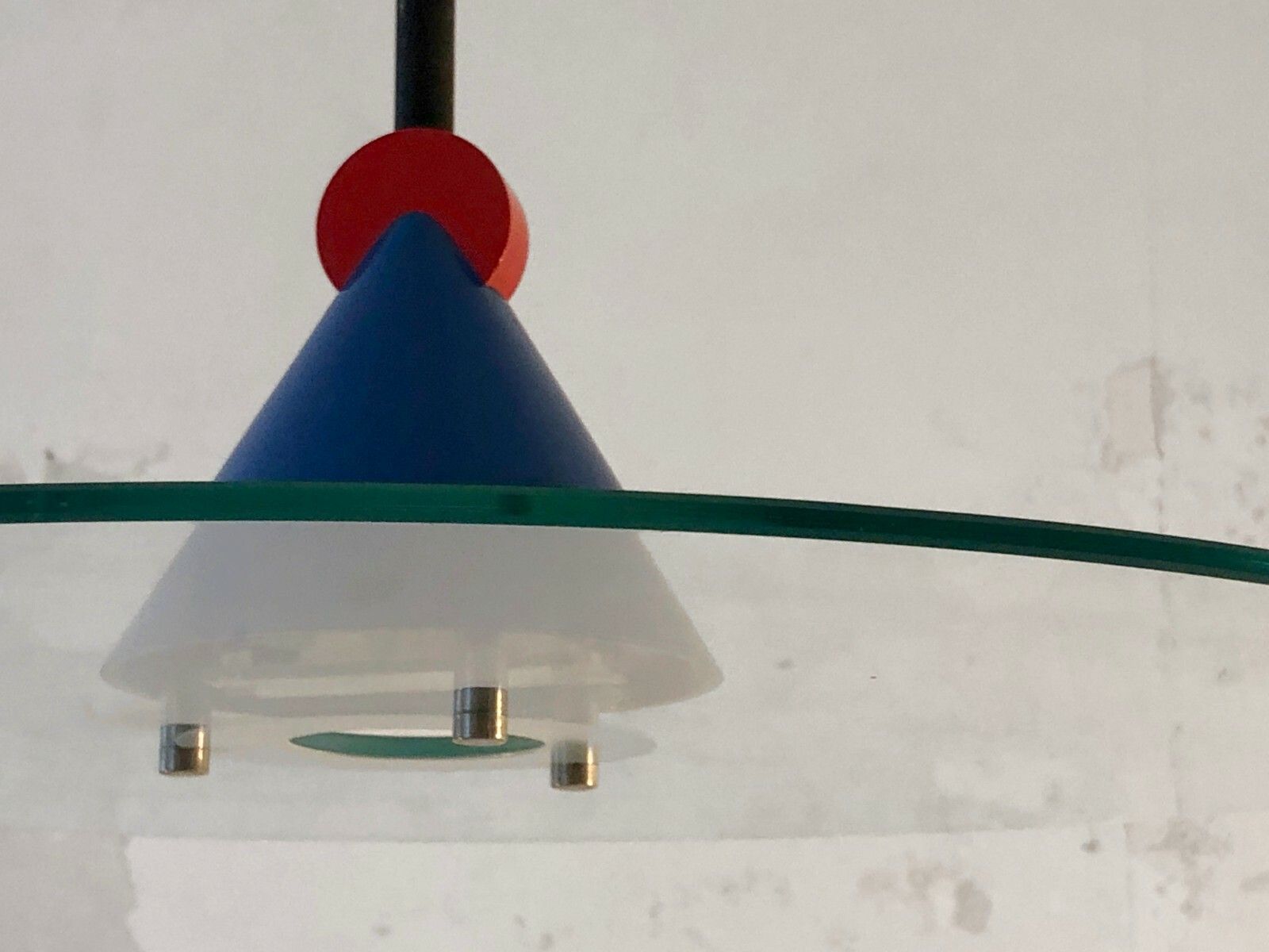 1980 Glass Light Suspension Post Modernist Memphis Sottsass Starck Szekely photo for sale