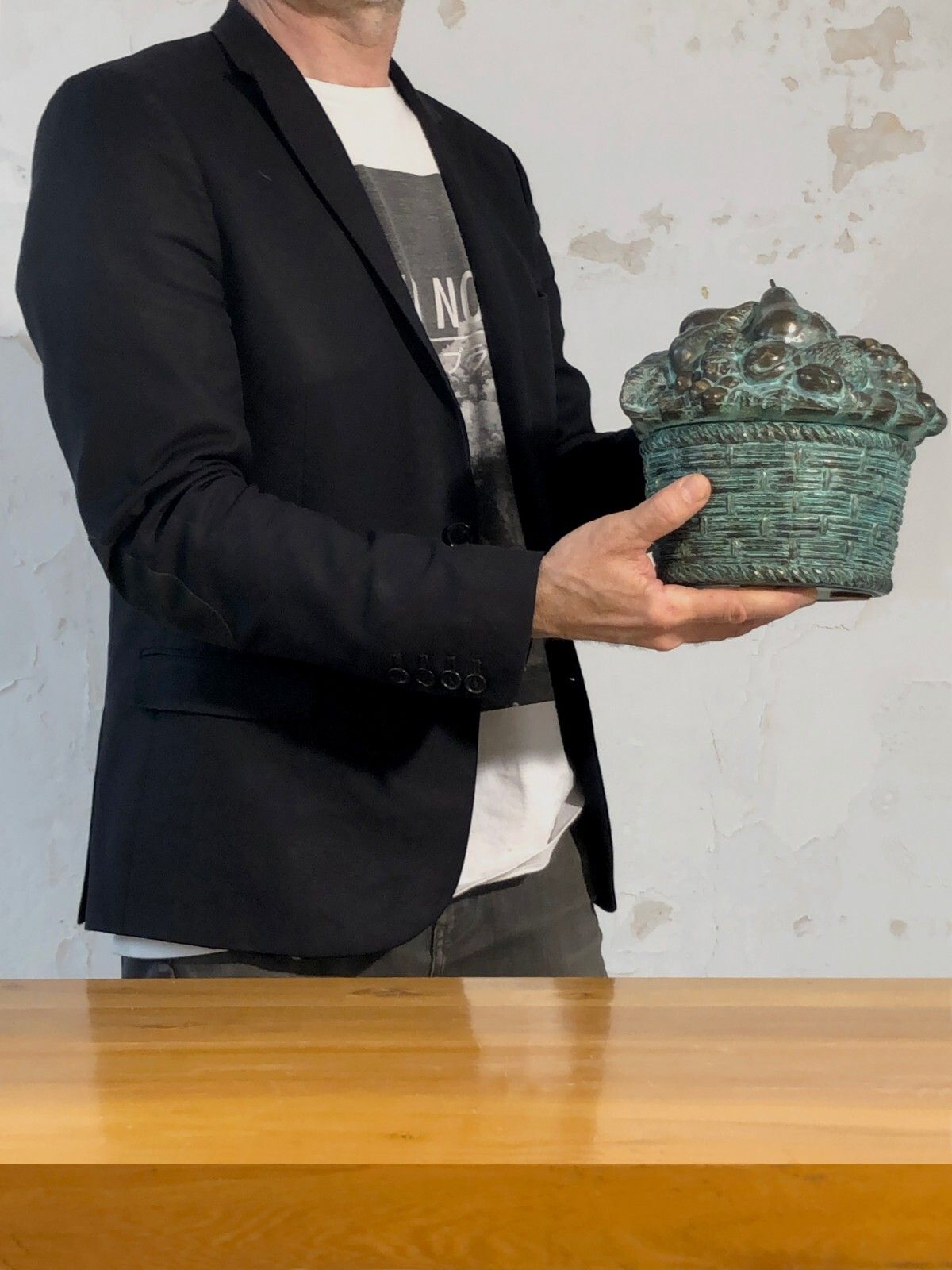 1970 Mauro Manetti Ice Bucket Bronze Box Art Deco Shabby Chic Jansen Pergay photo for sale