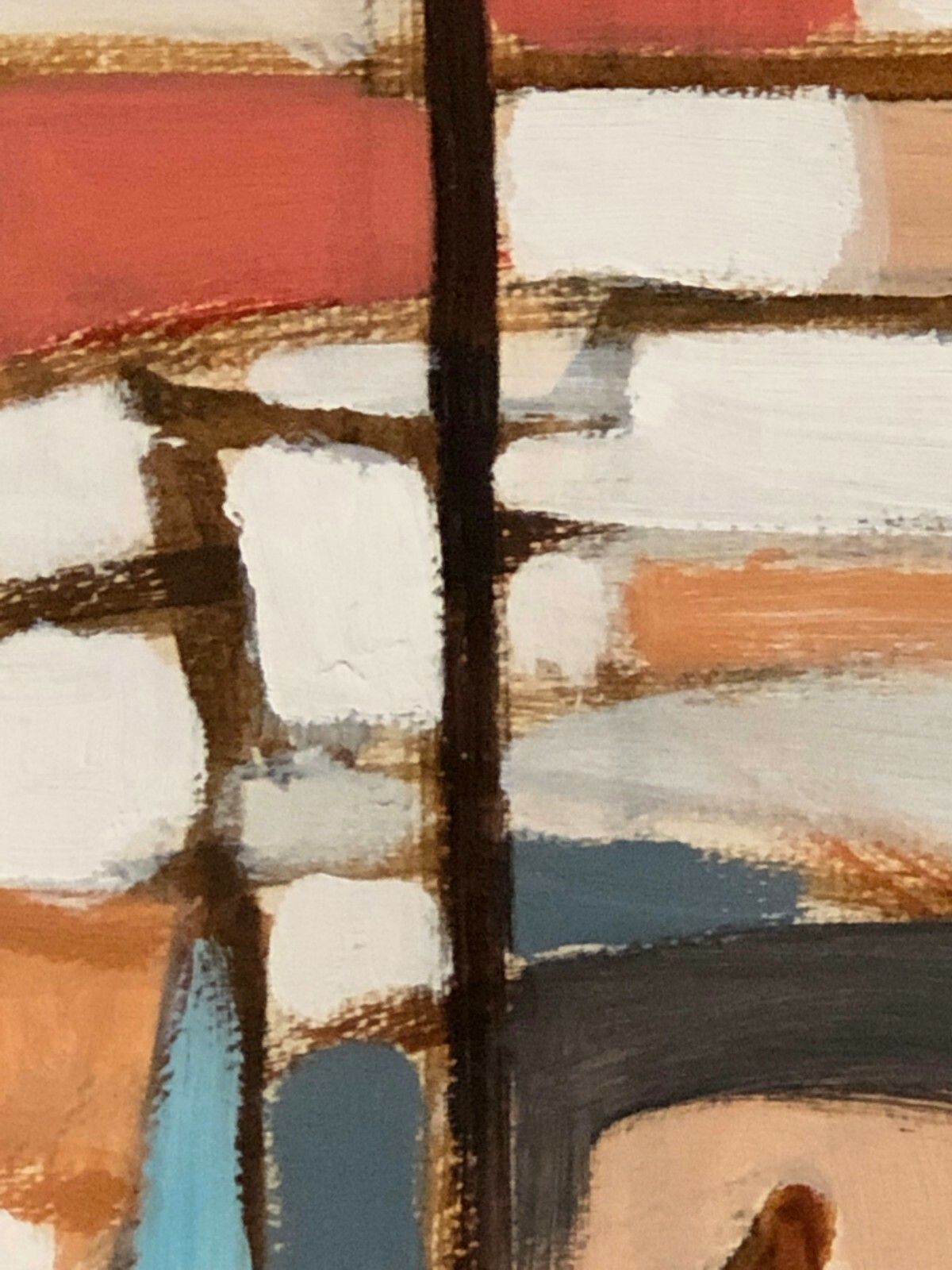 1950 E. Whisle 1/2 Gouache Expressionist Abstract Form Free Cubist Painting photo vintage