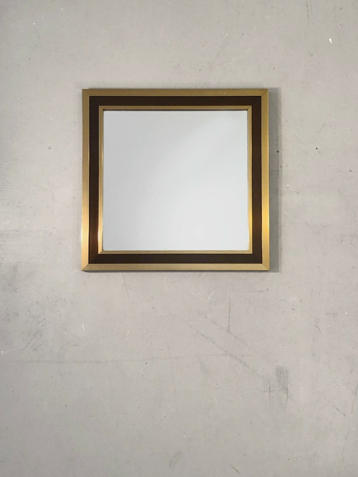 1970 Small Art Deco Modernist Square Mirror Shabby Chic Romeo Rega Jansen Rizzo