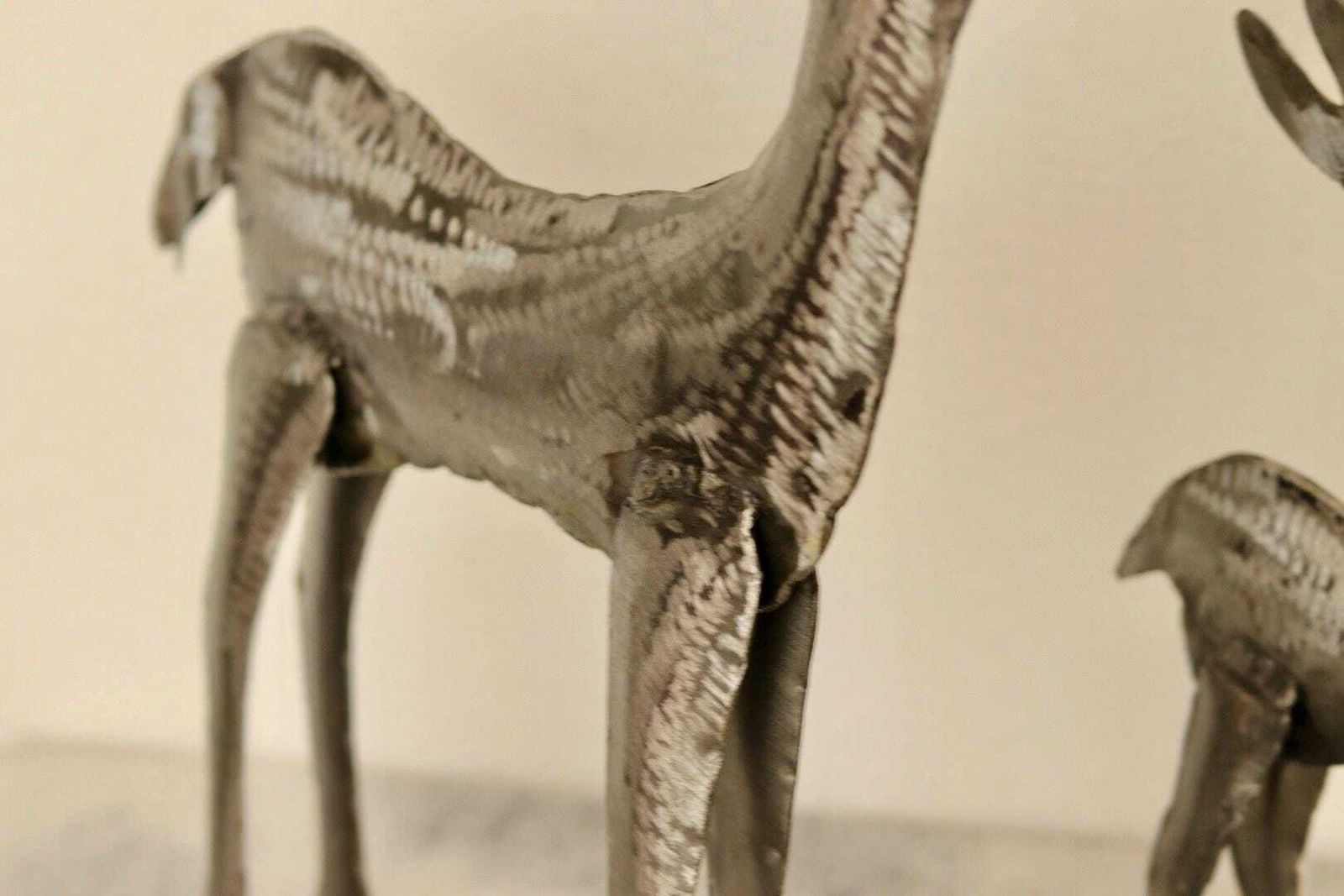 Pair Of Swedish Pewter/Metal Reindeer Sculpture photo 95.0