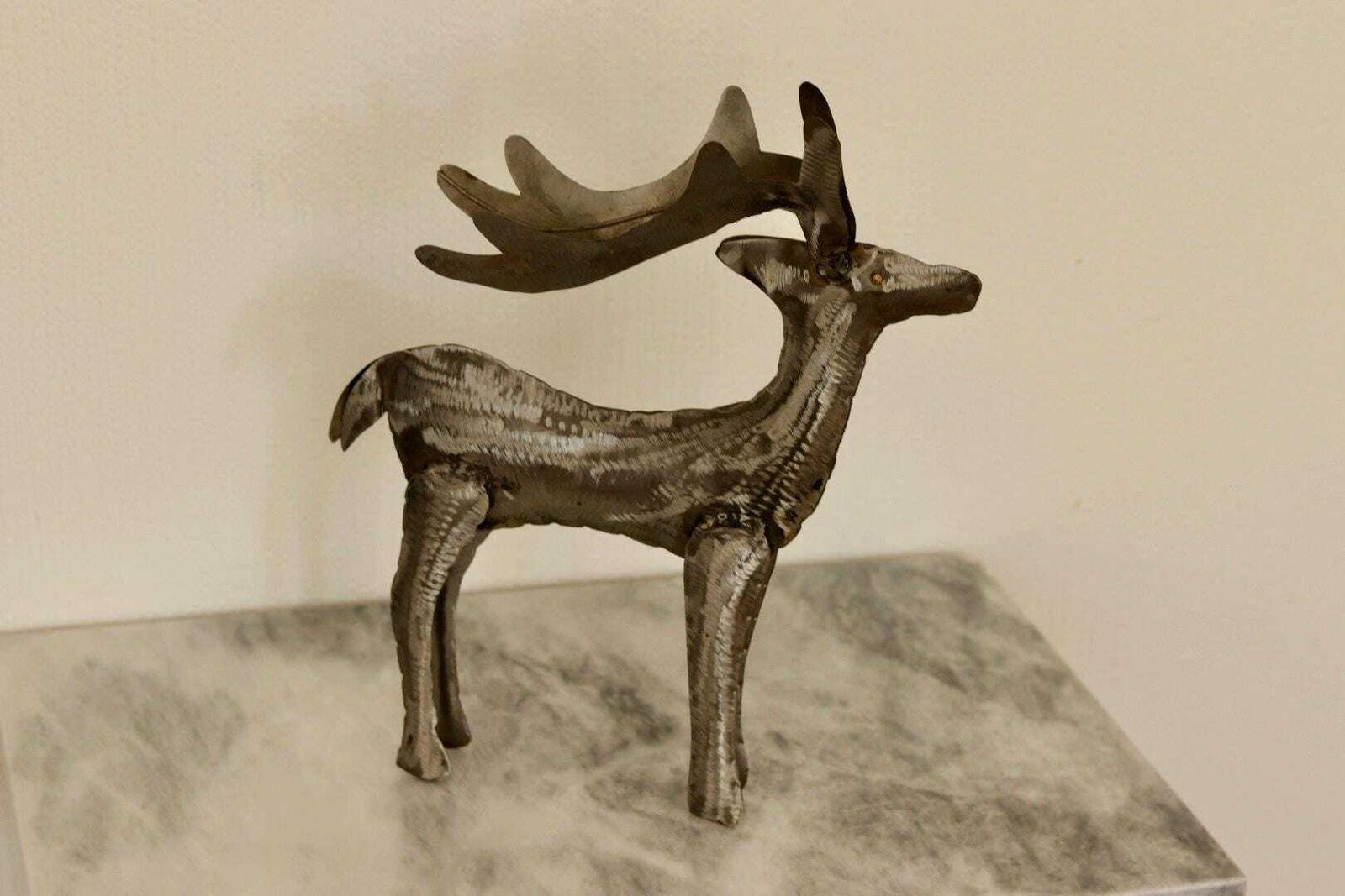 photo furniture Pair Of Swedish Pewter/Metal Reindeer Sculpture