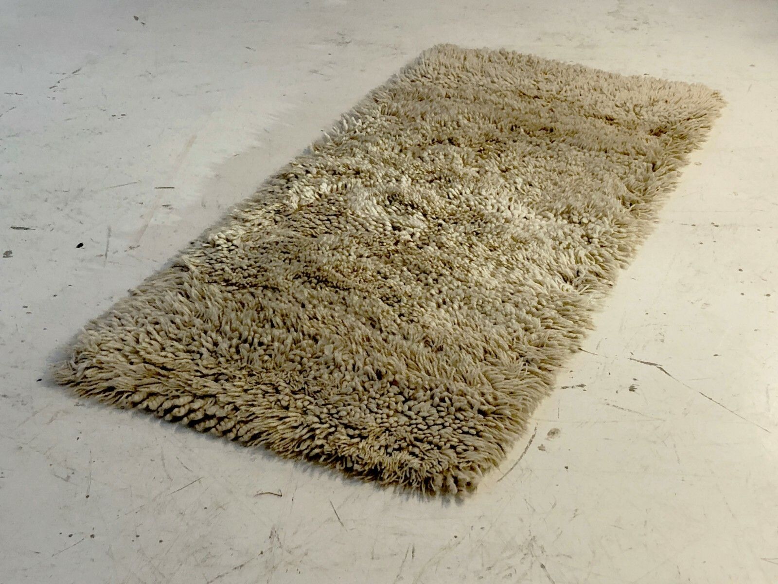 1970 Small Modernist Wool Tapestry Rug Folk Art Shabby Chic photo buy