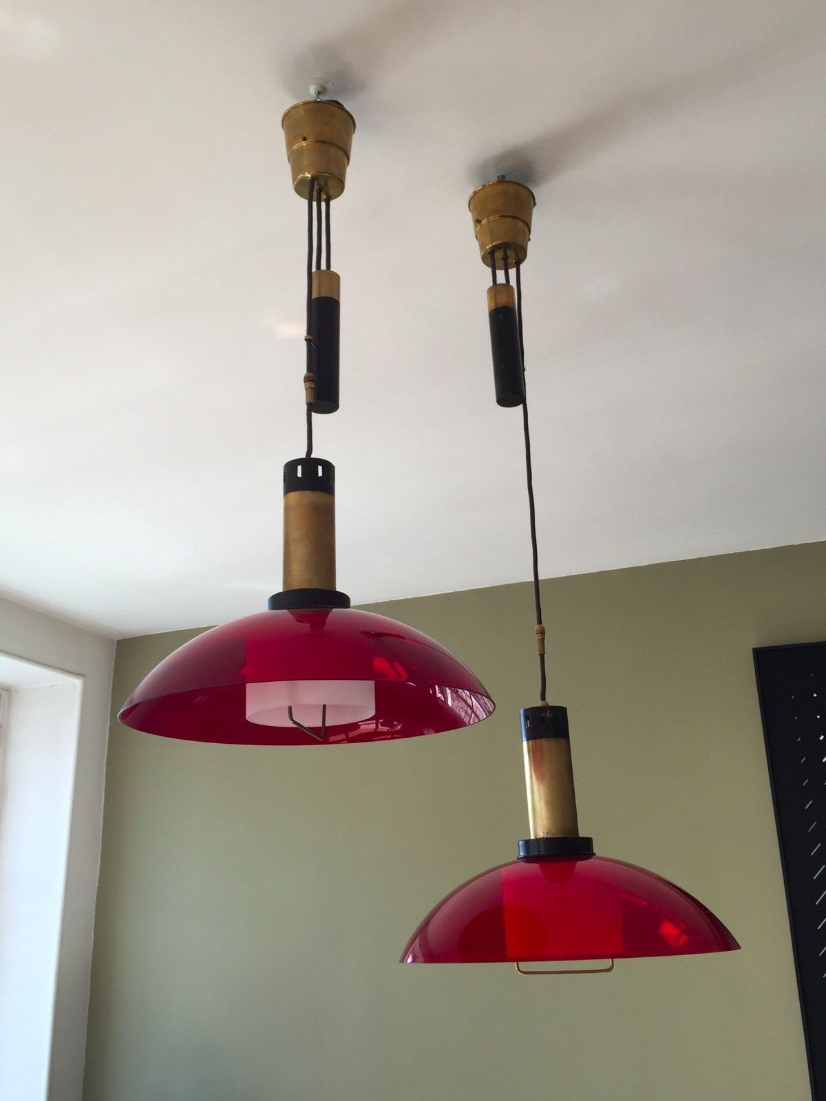 1950 Stilux 2 Suspension Chandeliers Modernist Bauhaus Constructivist Form Free photo for sale