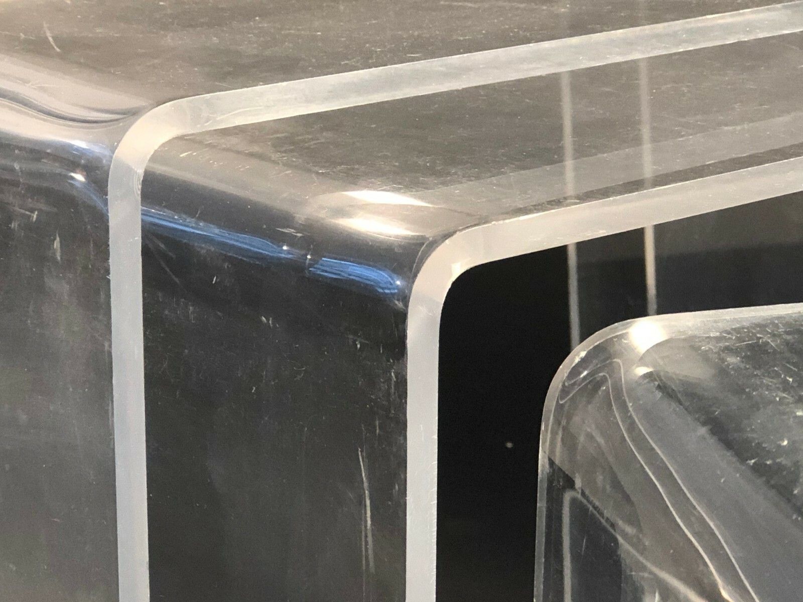 1970 3 Gigogne Modernist Shabby Chic Plexiglas Lucite Bass Table Kappa Dumas photo 1011.0