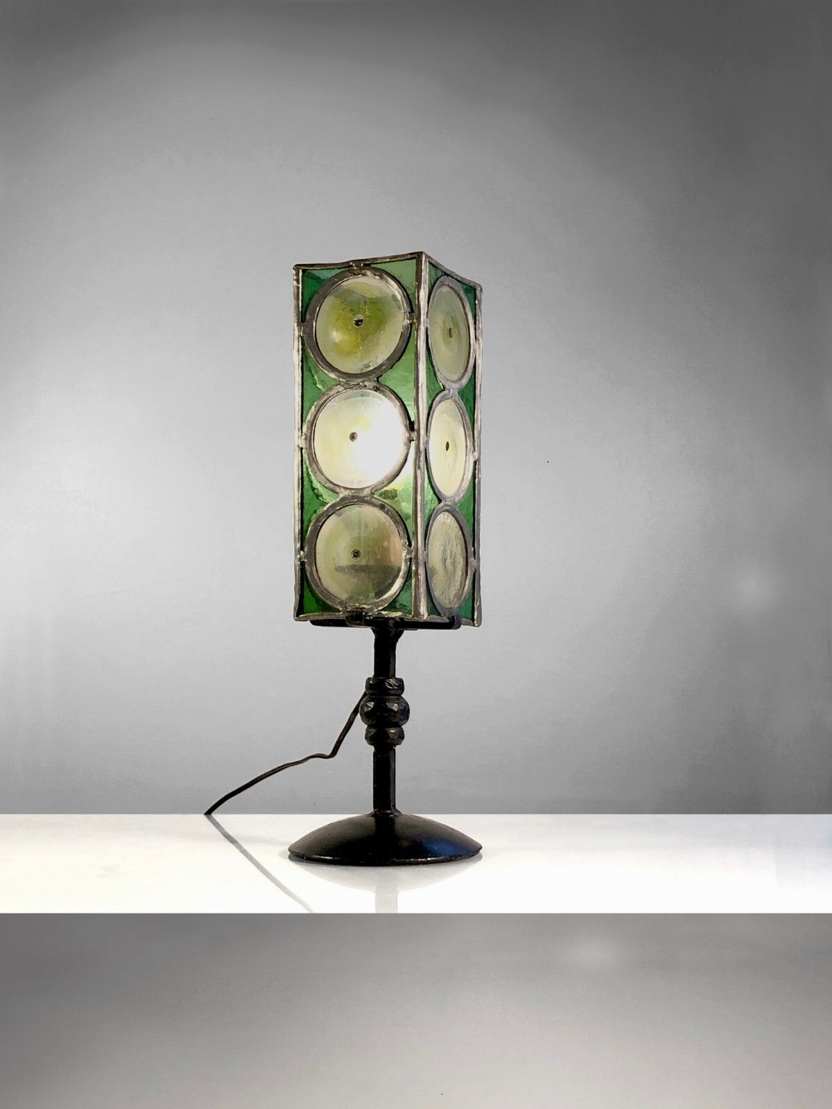 1960 Modernist Lamp Brutalist Glass Stained Glass Morin Avoinet Marolles Jean Touret