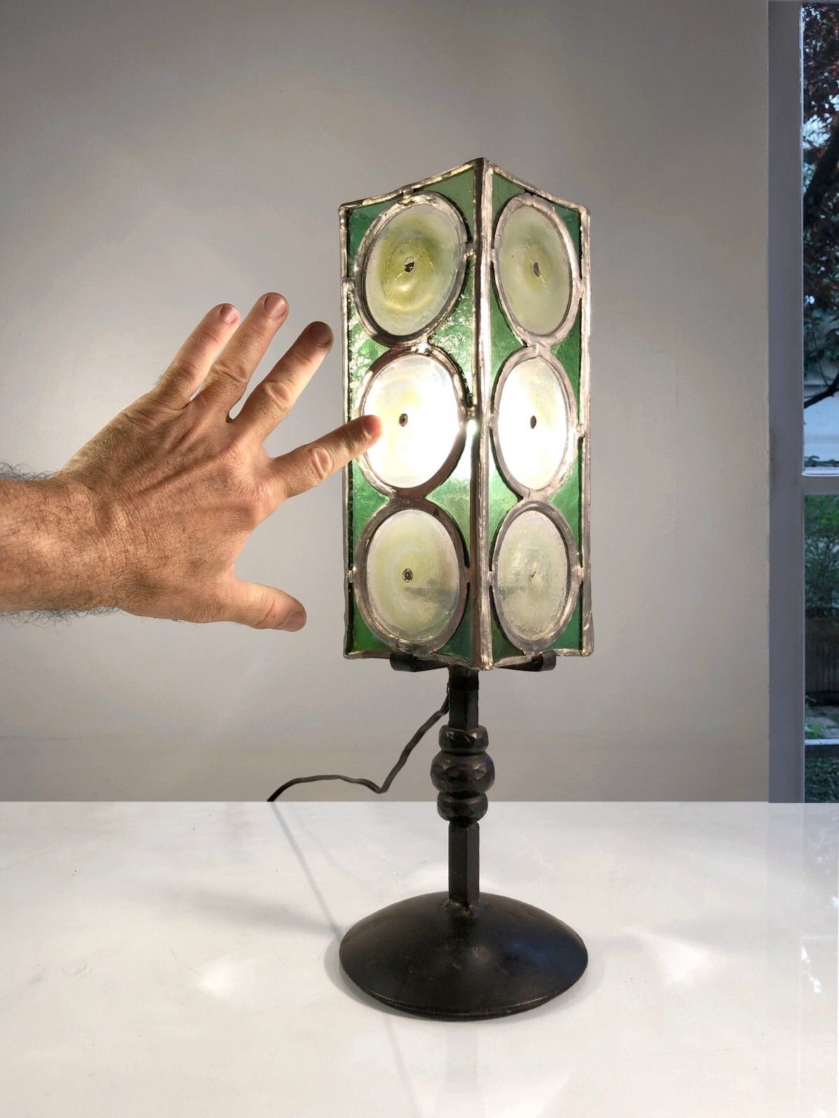 1960 Modernist Lamp Brutalist Glass Stained Glass Morin Avoinet Marolles Jean Touret photo buy