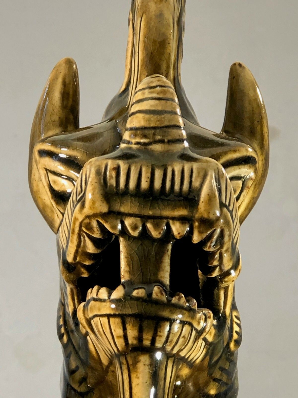 1970 Jansen Shabby Chic Orientalist Zoomorphic Chinese Ceramic Dragon Lamp photo furniture