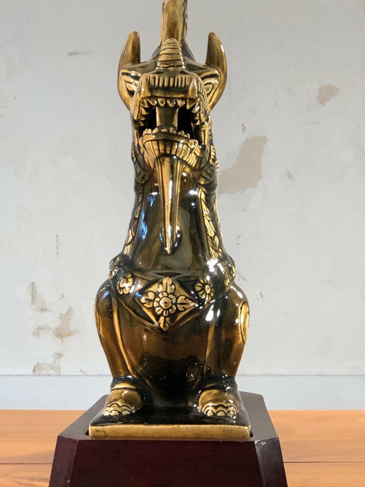 Lighting 1970 Jansen Shabby Chic Orientalist Zoomorphic Chinese Ceramic Dragon Lamp photo