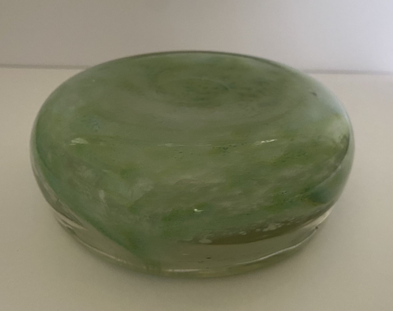50.0 Nazeing, British Studio Art Glass, Mottled Green Bowl photo