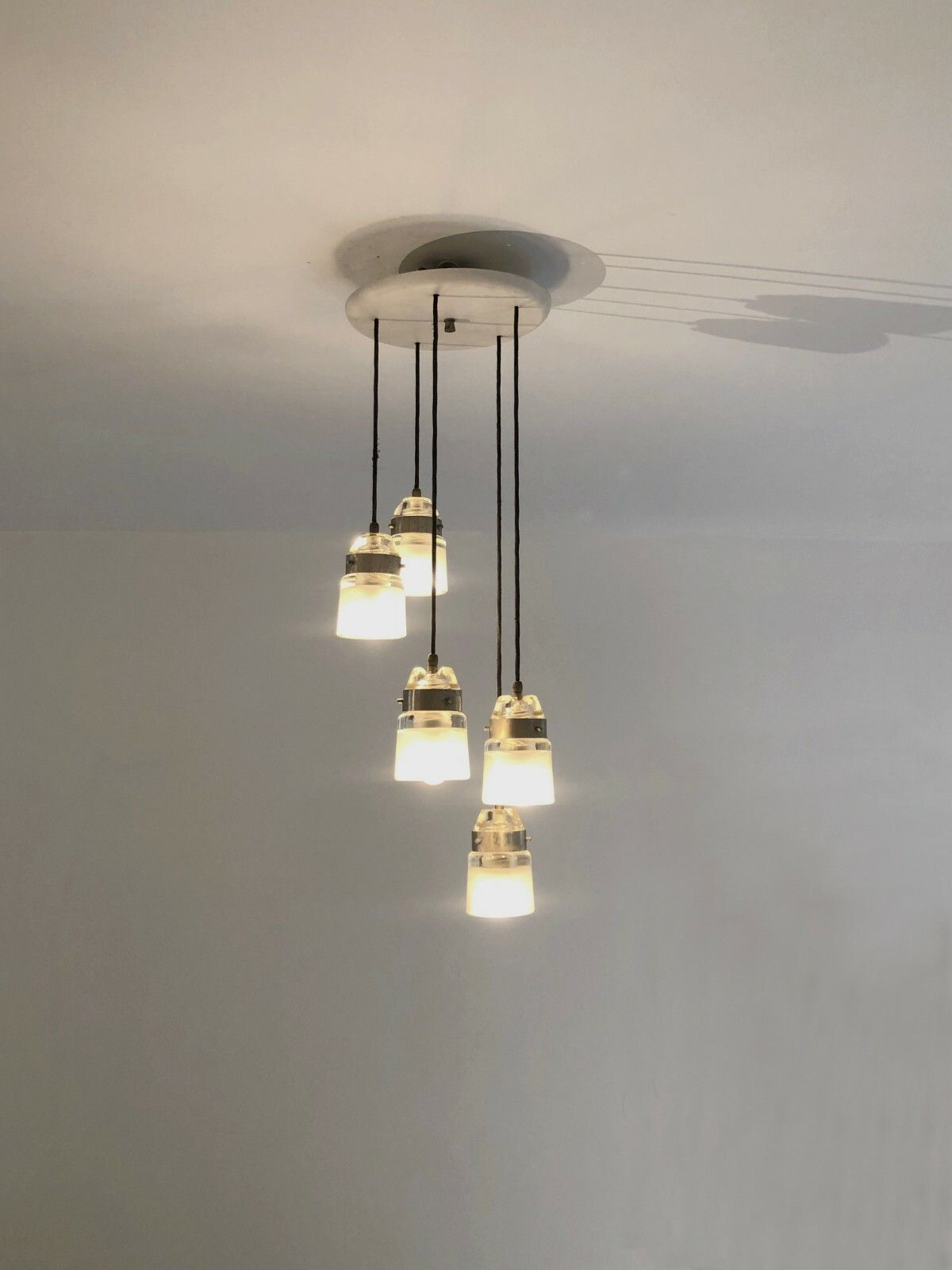 1960 Modernist Minimalist Chandelier Suspension Stilnovo Arteluce Oluce Colombo