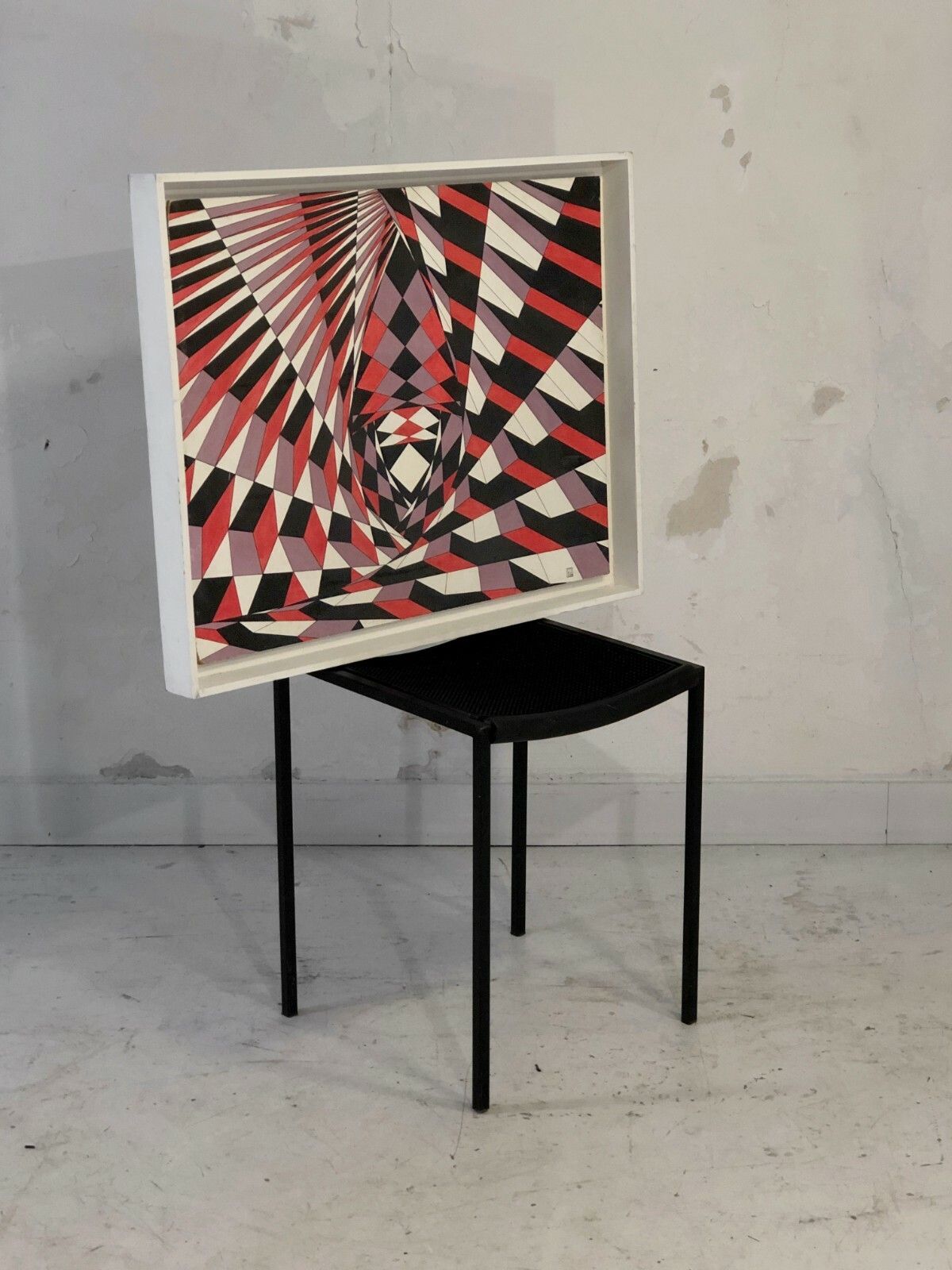 photo furniture 1970 Guy Poppaz Kinetic Painting Geometric Abstraction Optical Art Opart