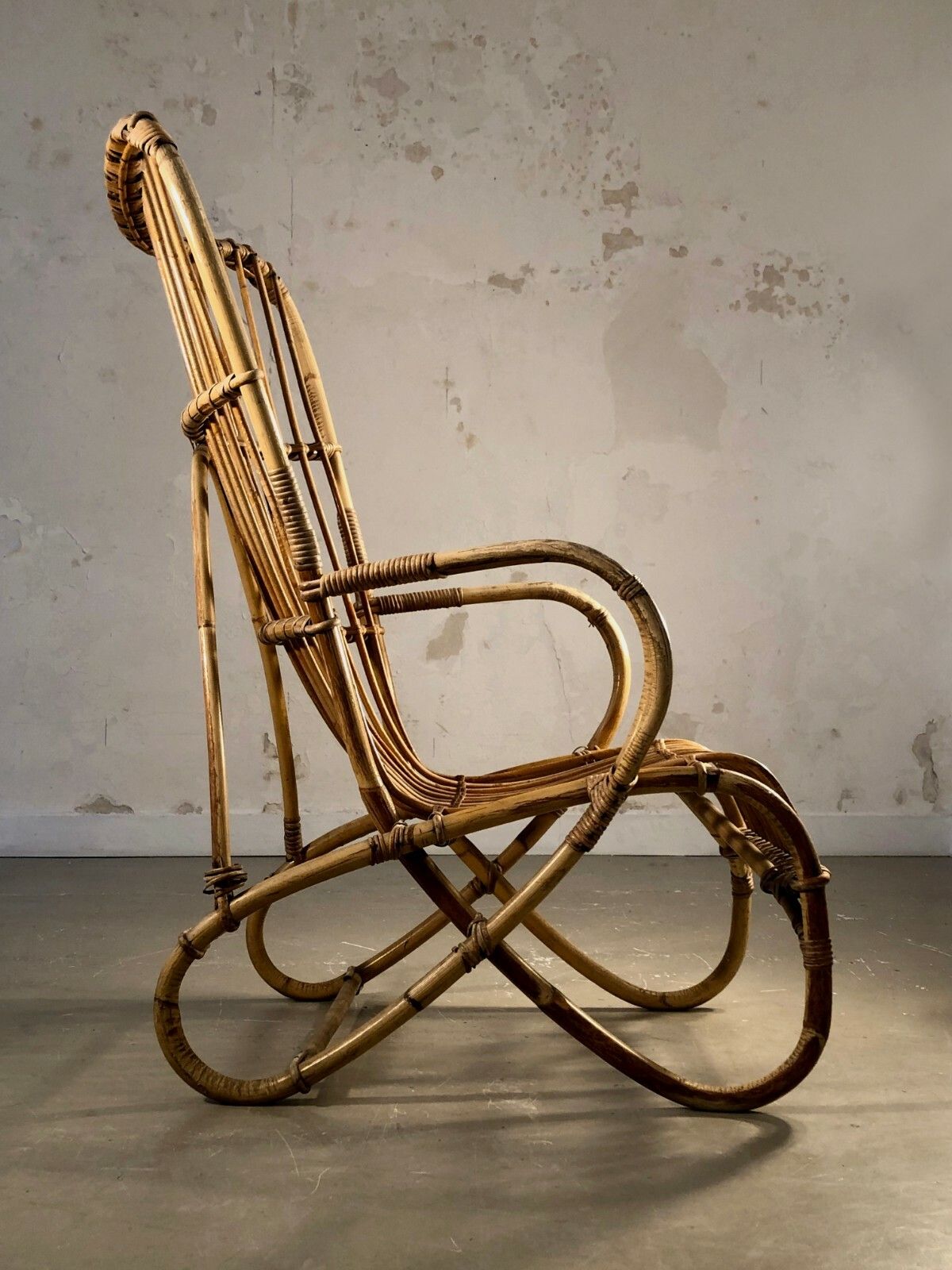 1950 Modernist Armchair Brutalist Shabby Chic Bamboo Rattan Sognot Audoux Minnet photo 2021.0