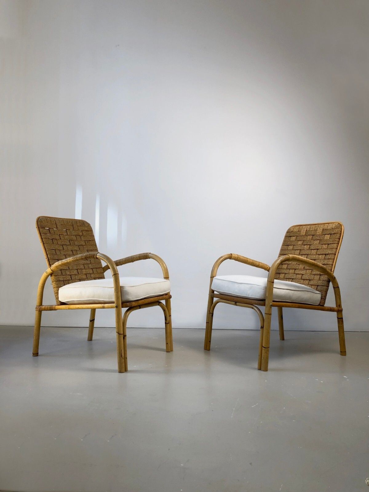 1950 Audoux Minnet 2 Armchairs Modernist Brutalist Rustic Sognot Shabby Chic photo 5053.0