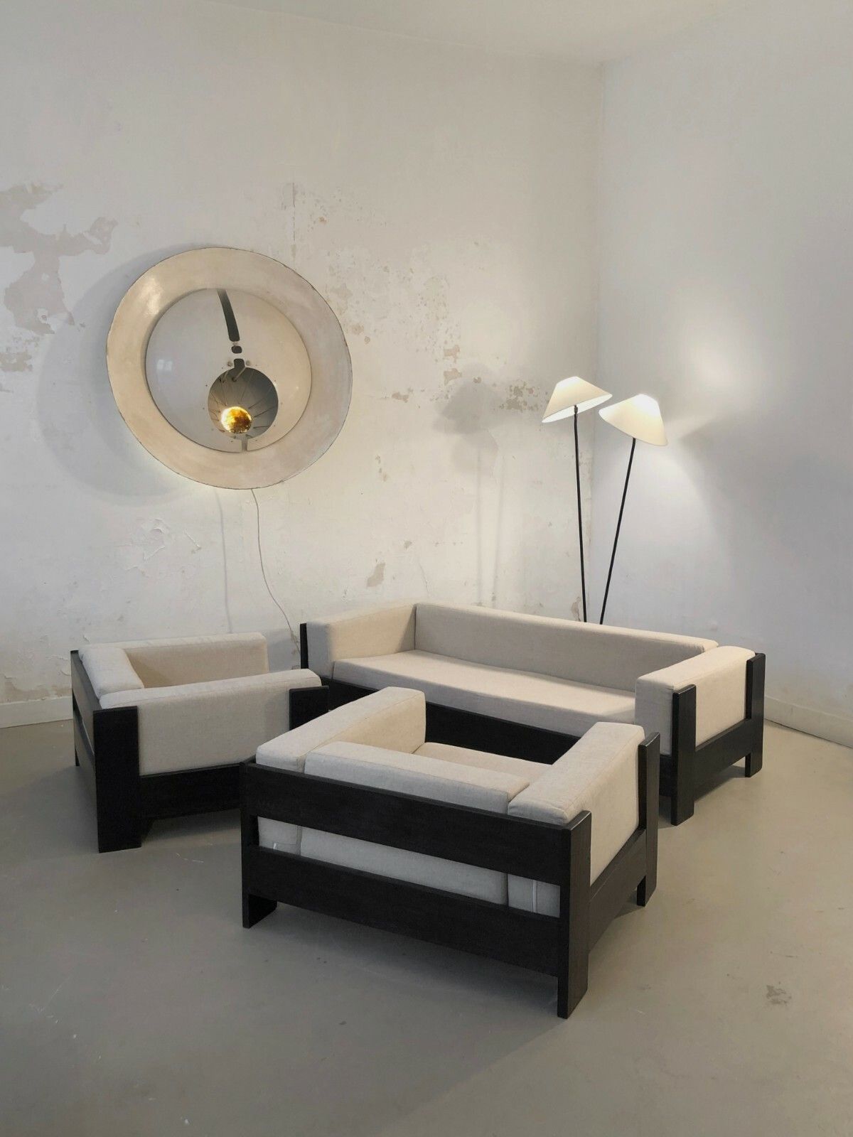 1970 Living Room 1 Sofa 2 Armchairs Modernist Space Age Tobia Cubist Shoe photo furniture