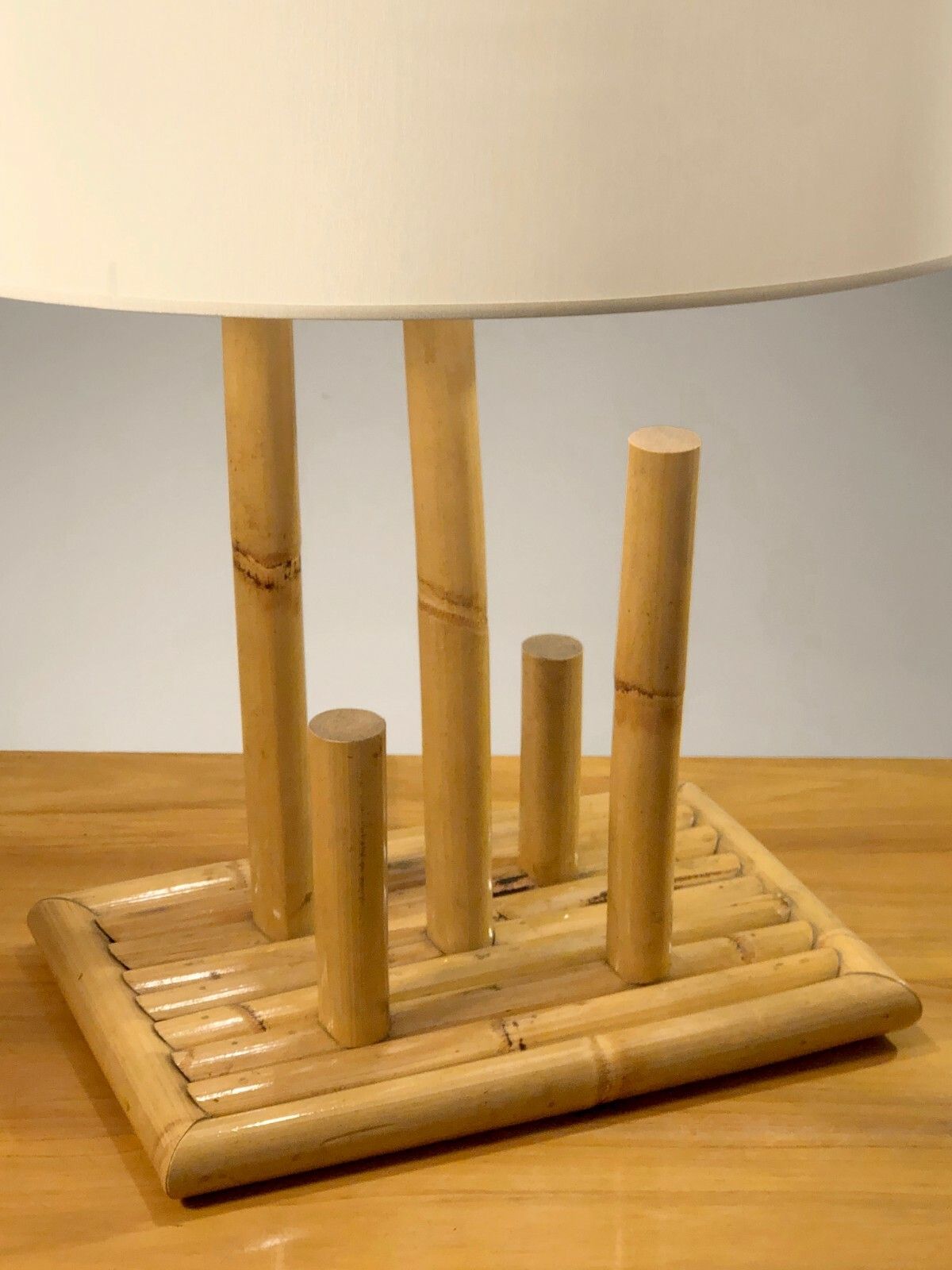 1970 Modernist Brutalist Folk Art Bamboo Lamp Audoux Minnet photo Lighting