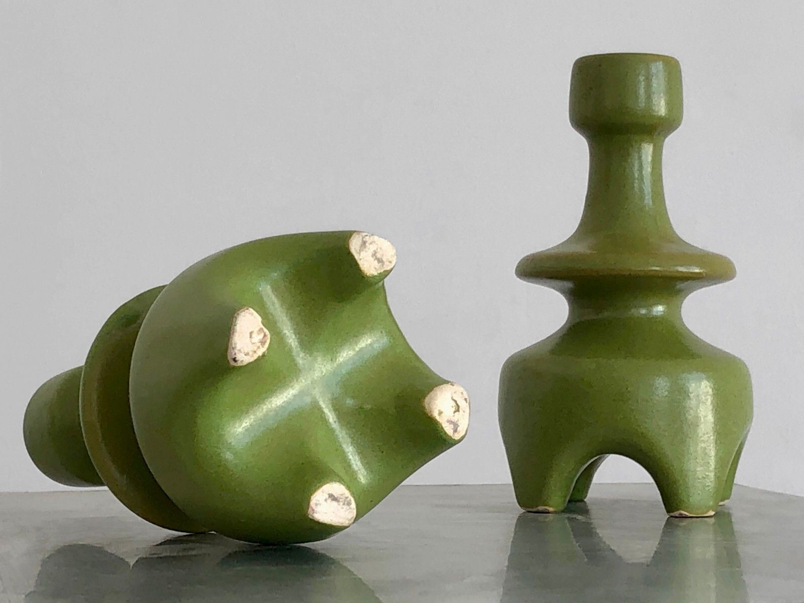 1950 Andre Baud 2 Candlesticks Ceramic Candlesticks Vallauris Jouve Ruelland photo buy