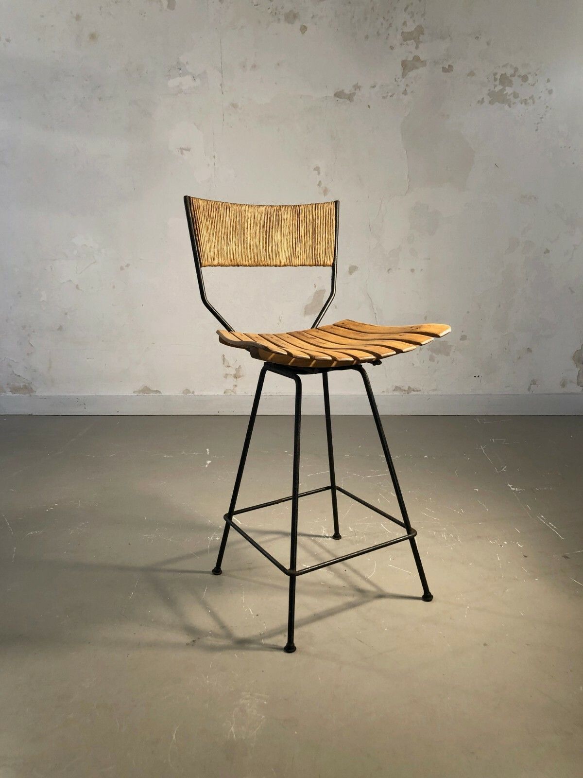 1960 Arthur Humanoff Raymor High Bar Chair Modernist Free Form Plywood Eames
