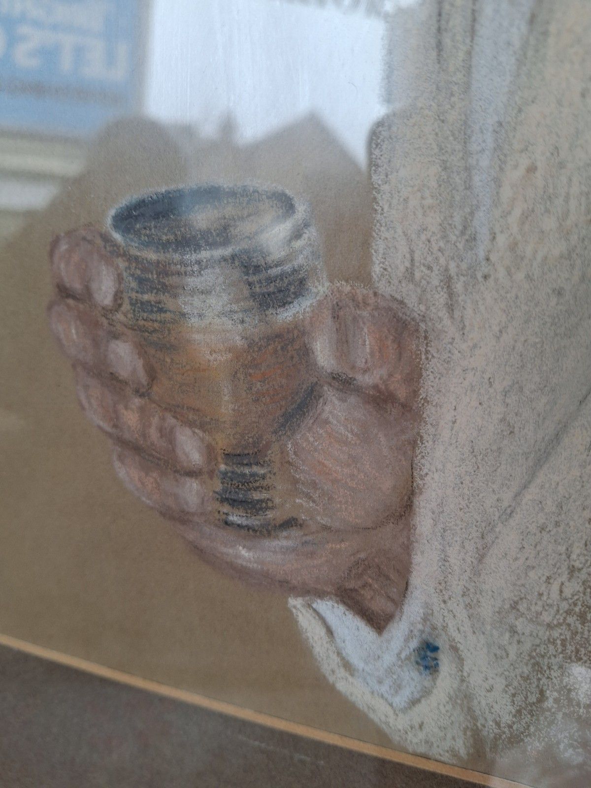 Vintage 1960's Oak Framed Exhibition Pastel Portrait. photo 110.0