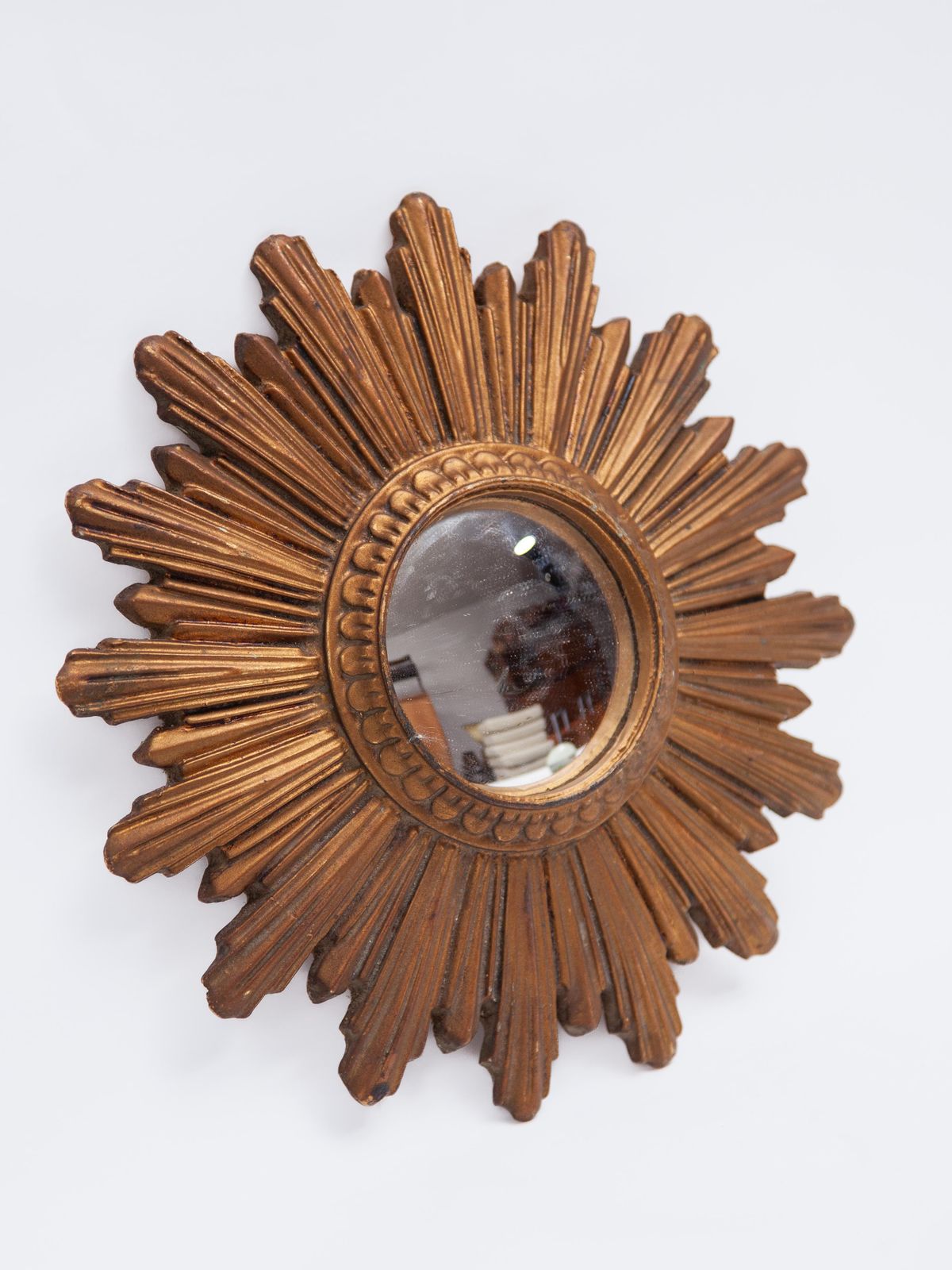 Small Gilt Wood Sunburst Mirror, Wall Hanging, Italy photo vintage