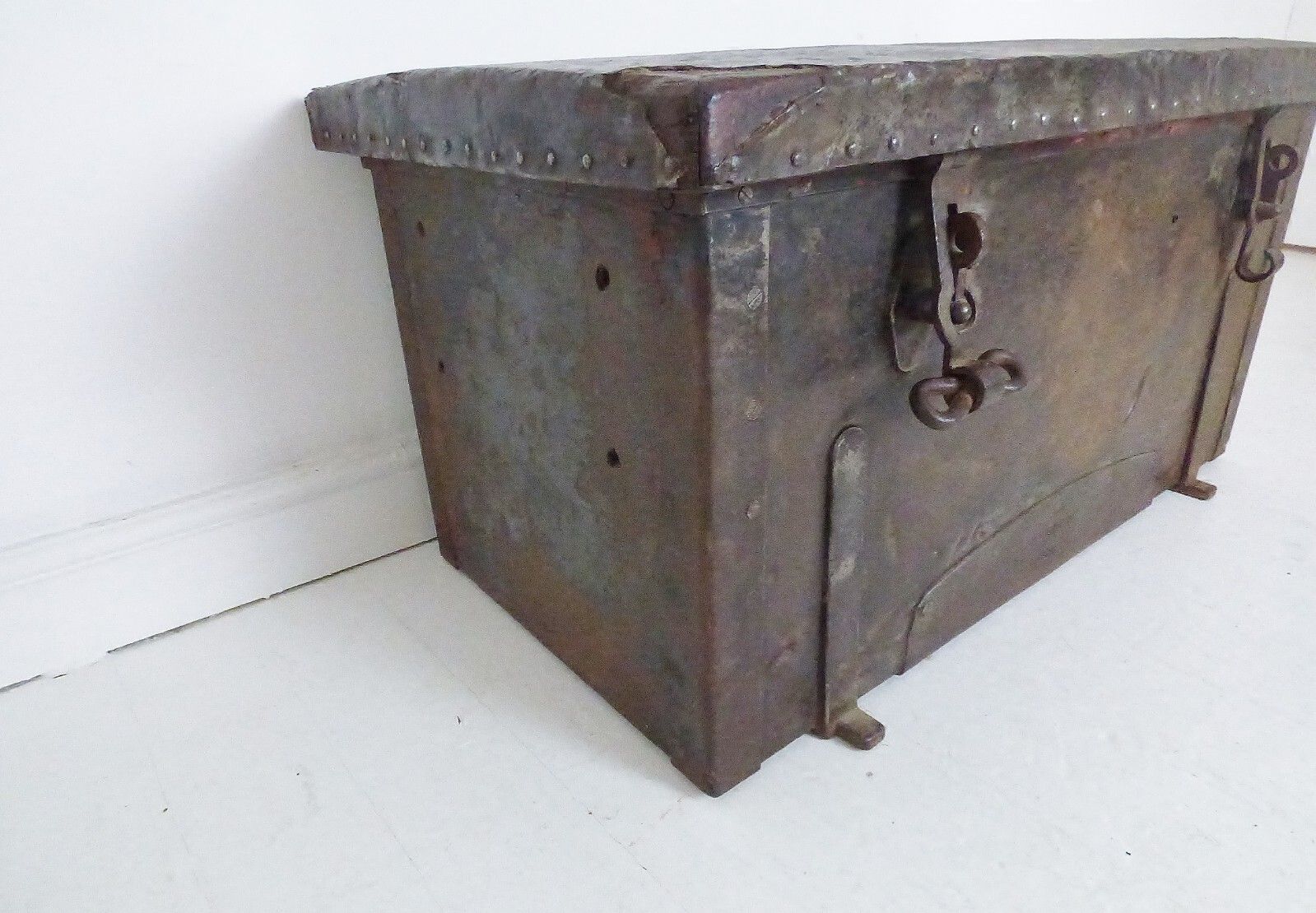 Antique French Lead & Wood Compagnie La Fere 1865 Battalion Trunk Storage Box photo buy