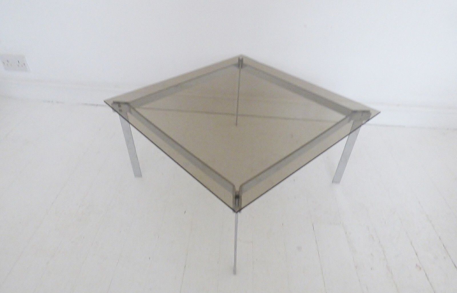 Stunning Vintage Chrome & Glass Coffee Table 1970's