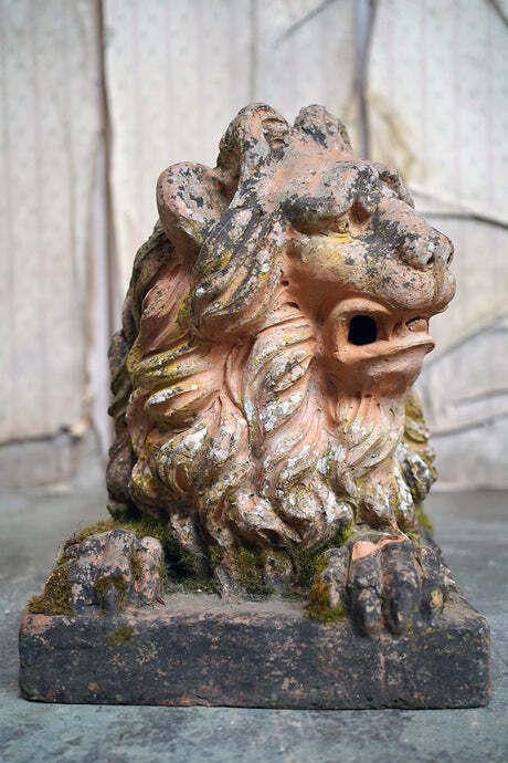 A Good Pair Of Large Mid 19thc Terracotta Recumbent Lions photo for sale