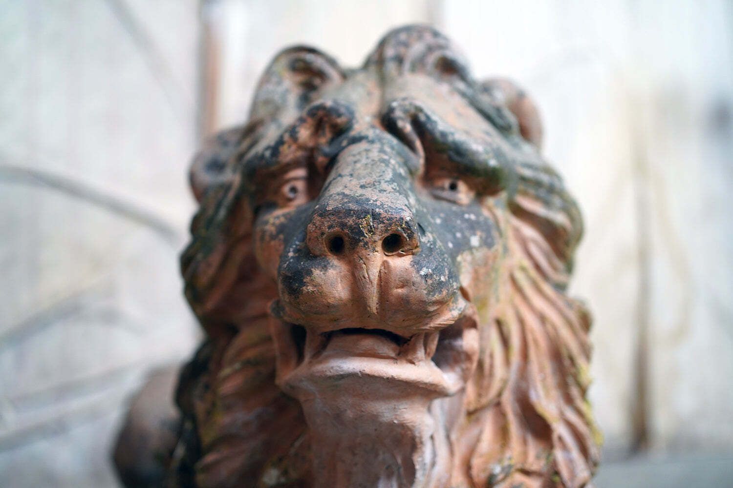 A Good Pair Of Large Mid 19thc Terracotta Recumbent Lions photo 7500.0