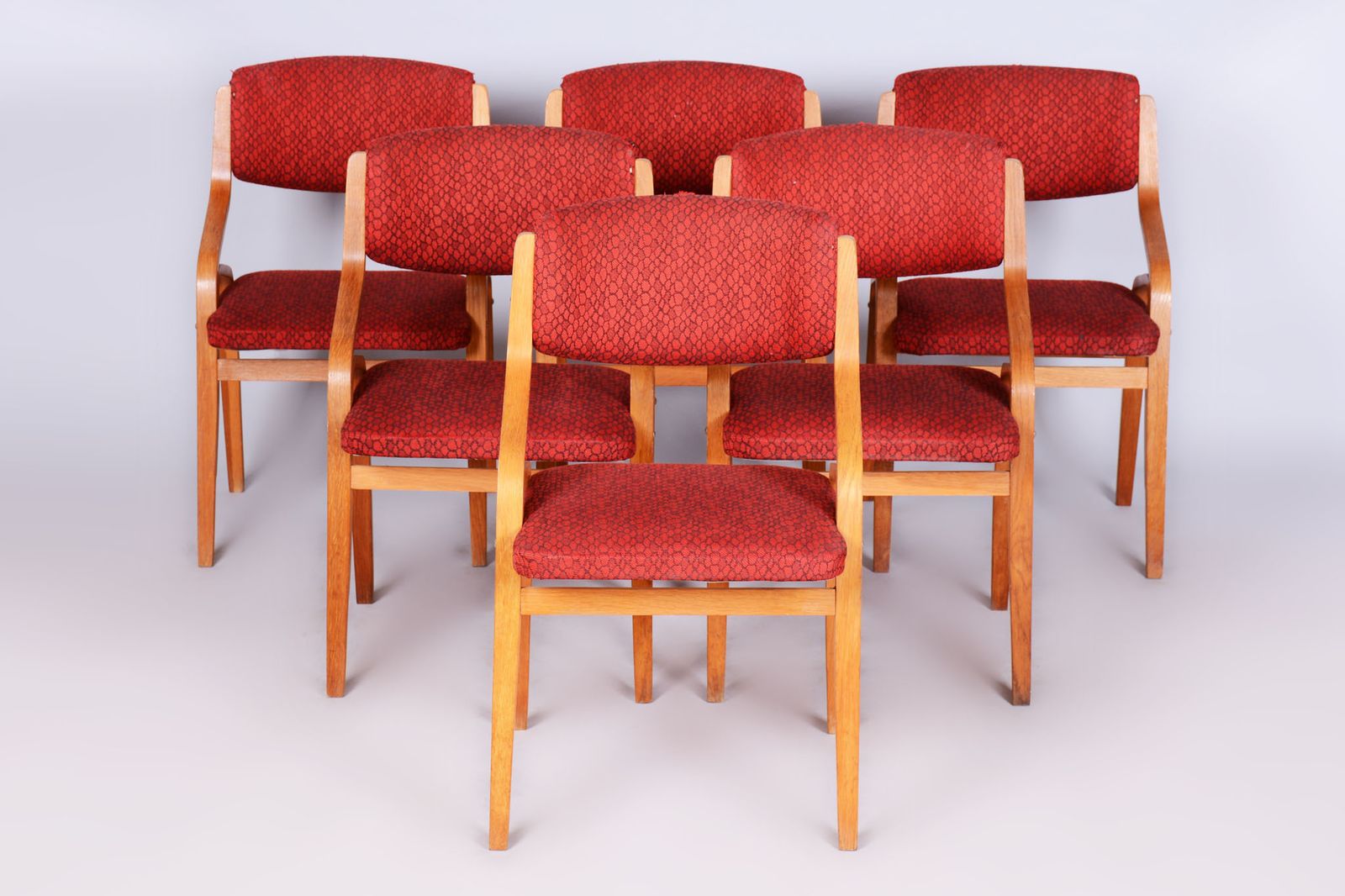 Set Of Six Original Mid Century Chairs, By Ludvik Volak, Maple, Czech, 1960s