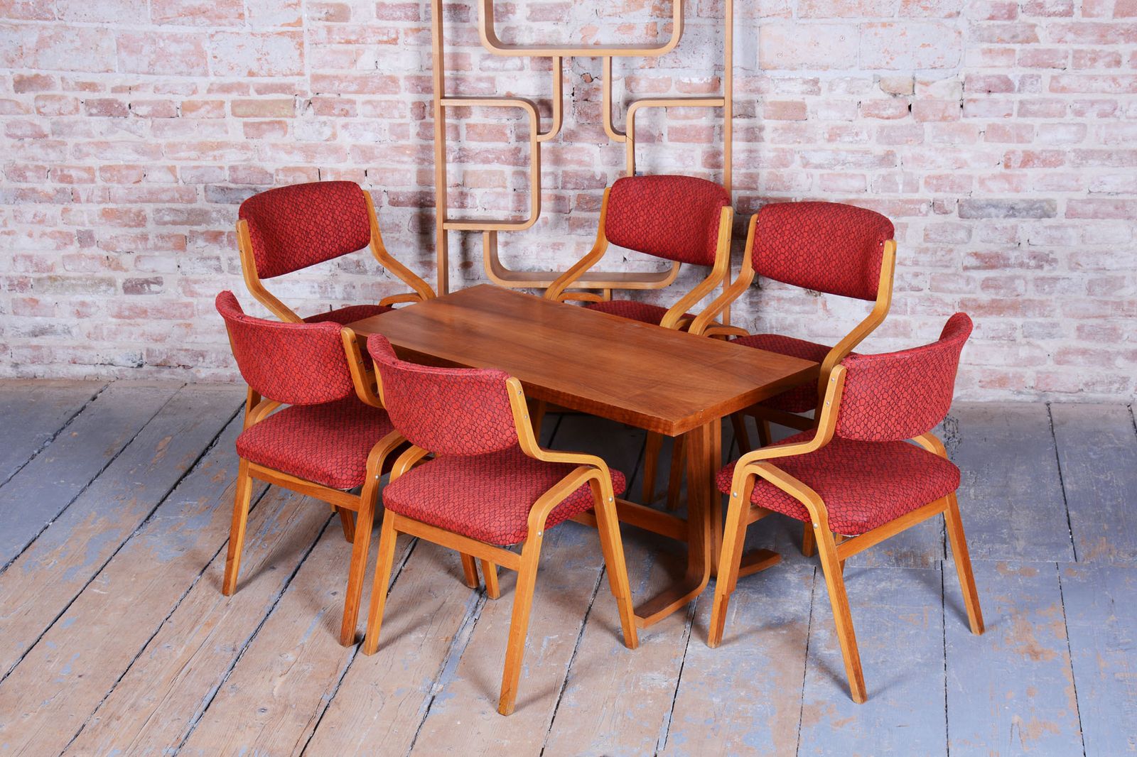 Set Of Six Original Mid Century Chairs, By Ludvik Volak, Maple, Czech, 1960s photo for sale