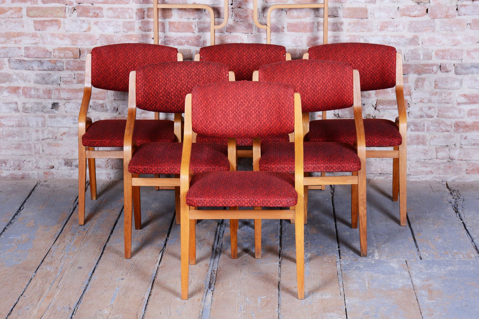 Set Of Six Original Mid Century Chairs, By Ludvik Volak, Maple, Czech, 1960s photo Furniture