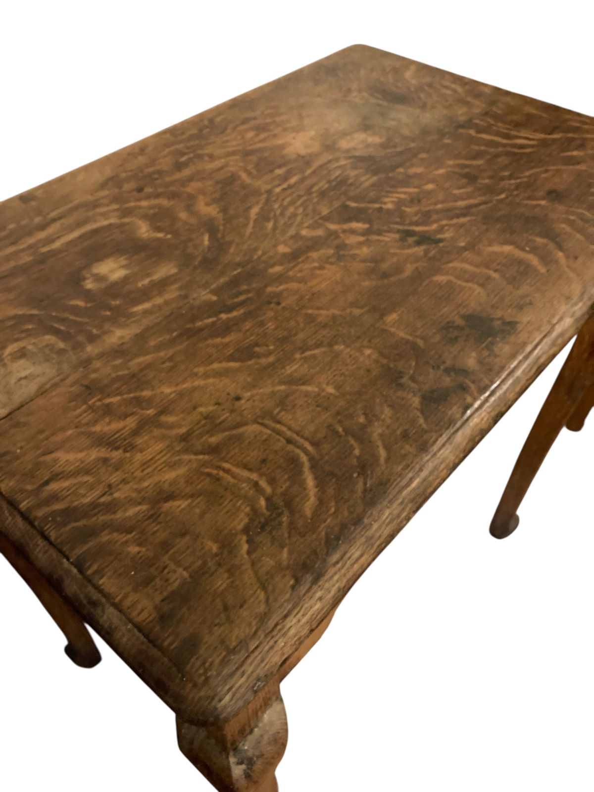 photo furniture Antique Elm Wood Side Or Occassional Table Early 1900's