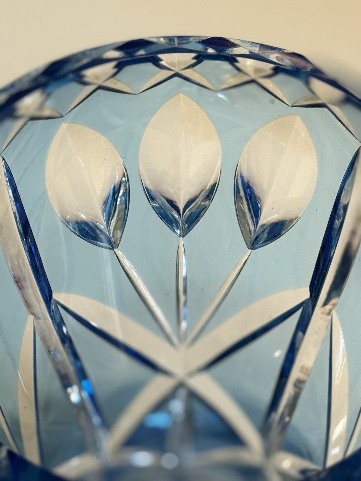 photo for sale Midcentury Val St Lambert Cobalt Blue Crystal Vase C.1960