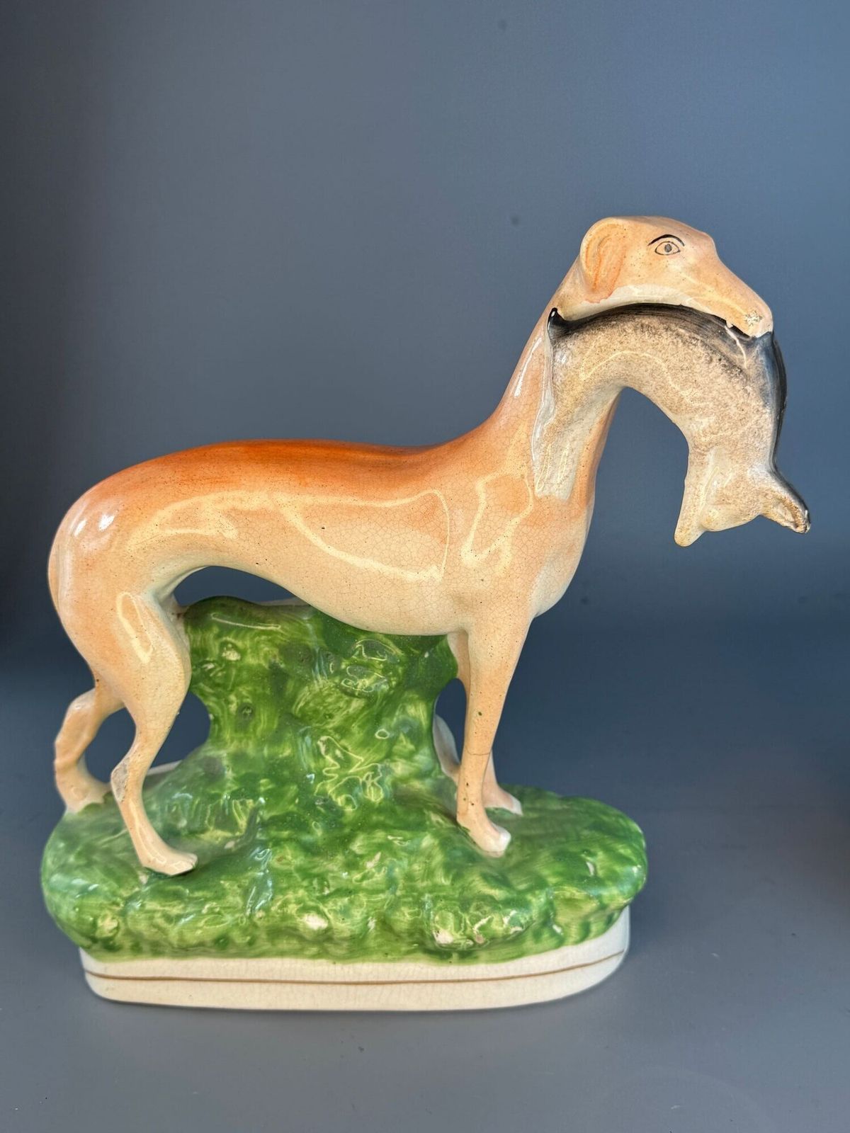 'Hares & Graces'   Large Pair Of Victorian Staffordshire Greyhounds With Hares photo for sale