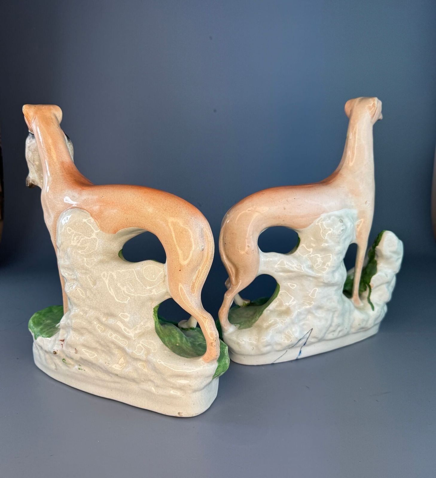 'Hares & Graces'   Large Pair Of Victorian Staffordshire Greyhounds With Hares photo 350.0